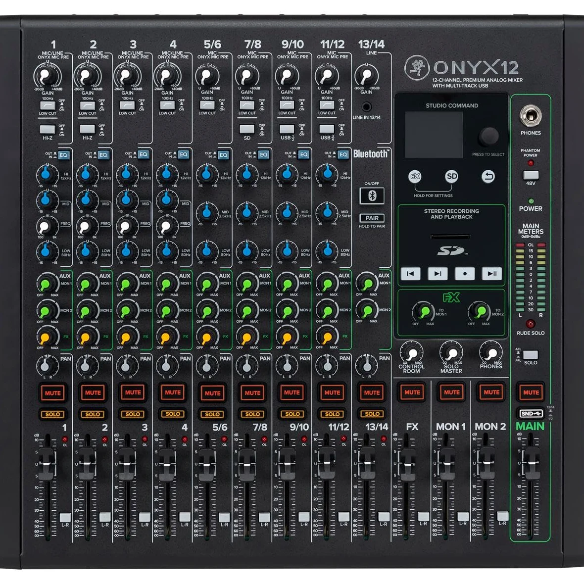 Mackie Mixer analogico premium a 12 canali serie Onyx con USB multi-traccia (Onyx12)