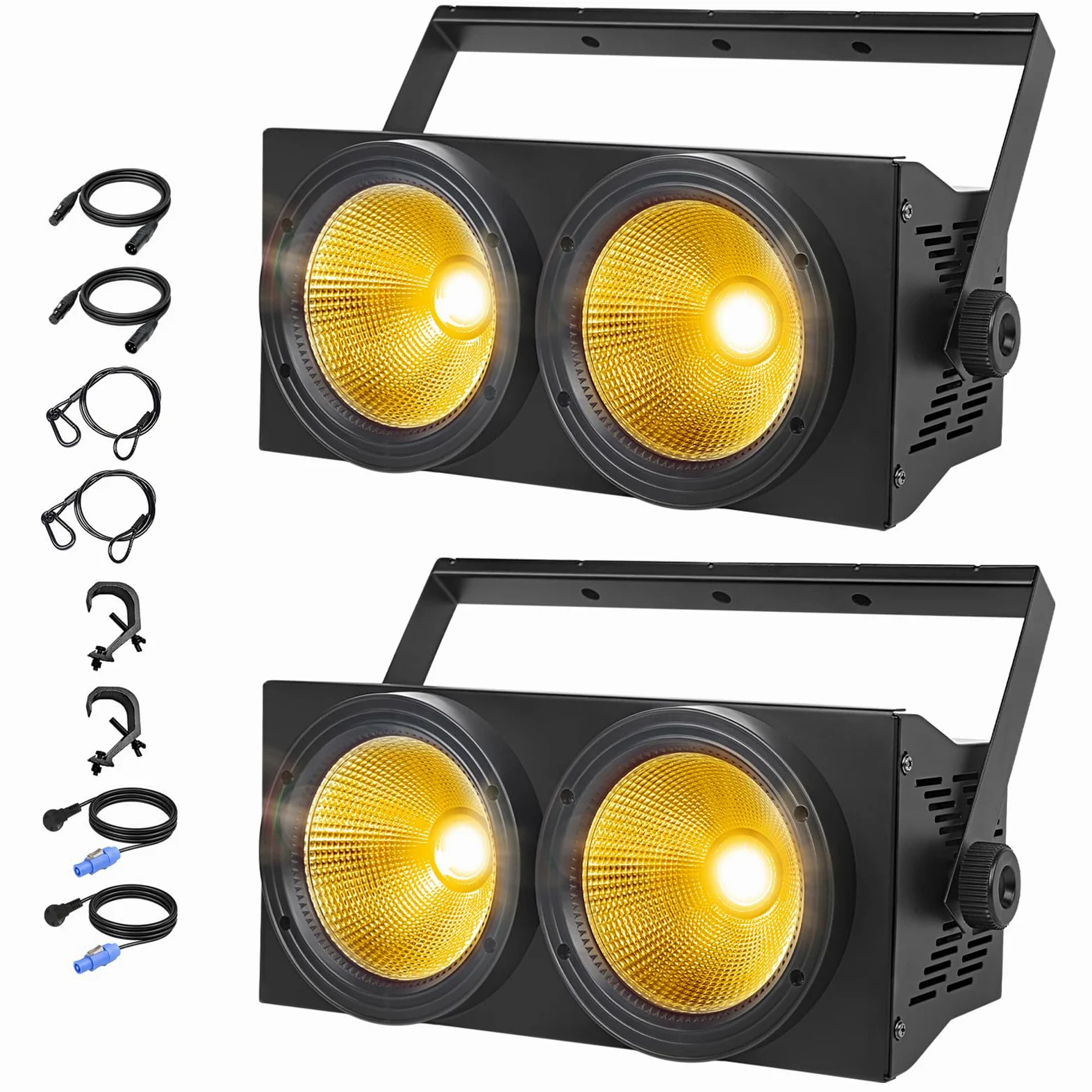 WECAN 200 W LED cieco PAR, luce LED a 2 occhi, luce bianca calda, controllo DMX, stroboscopio COB attivato dal rumore per teatro, chiesa e eventi DJ (confezione da 2)