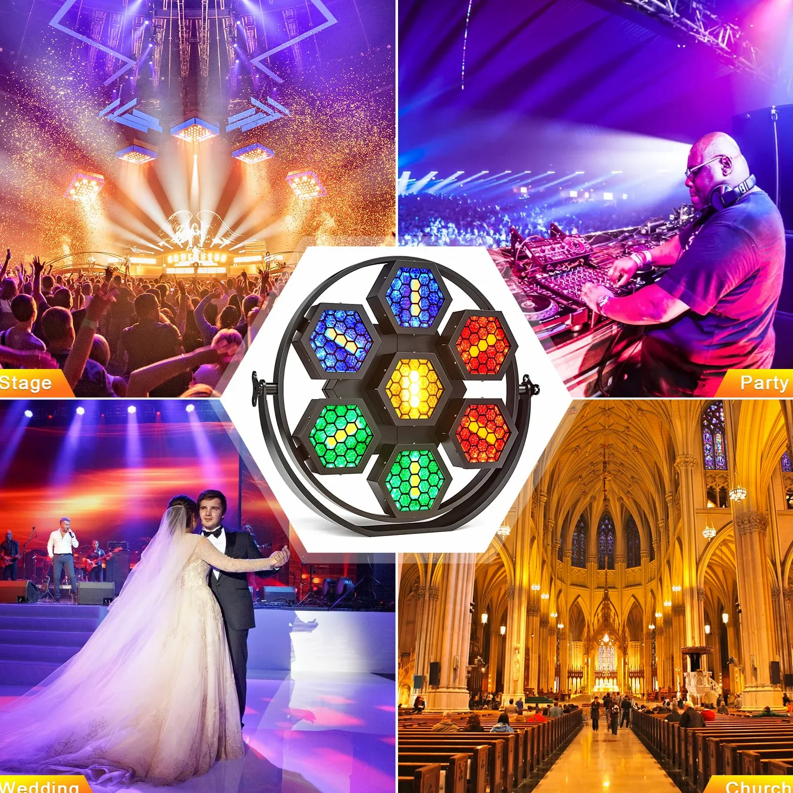350 W COB PAR Illuminazione per palcoscenico, proiettore COB retrò con effetti RGB, supporta automatico/attivazione audio/controllo DMX/luce lampo per teatri, spettacoli, feste e festival musicali