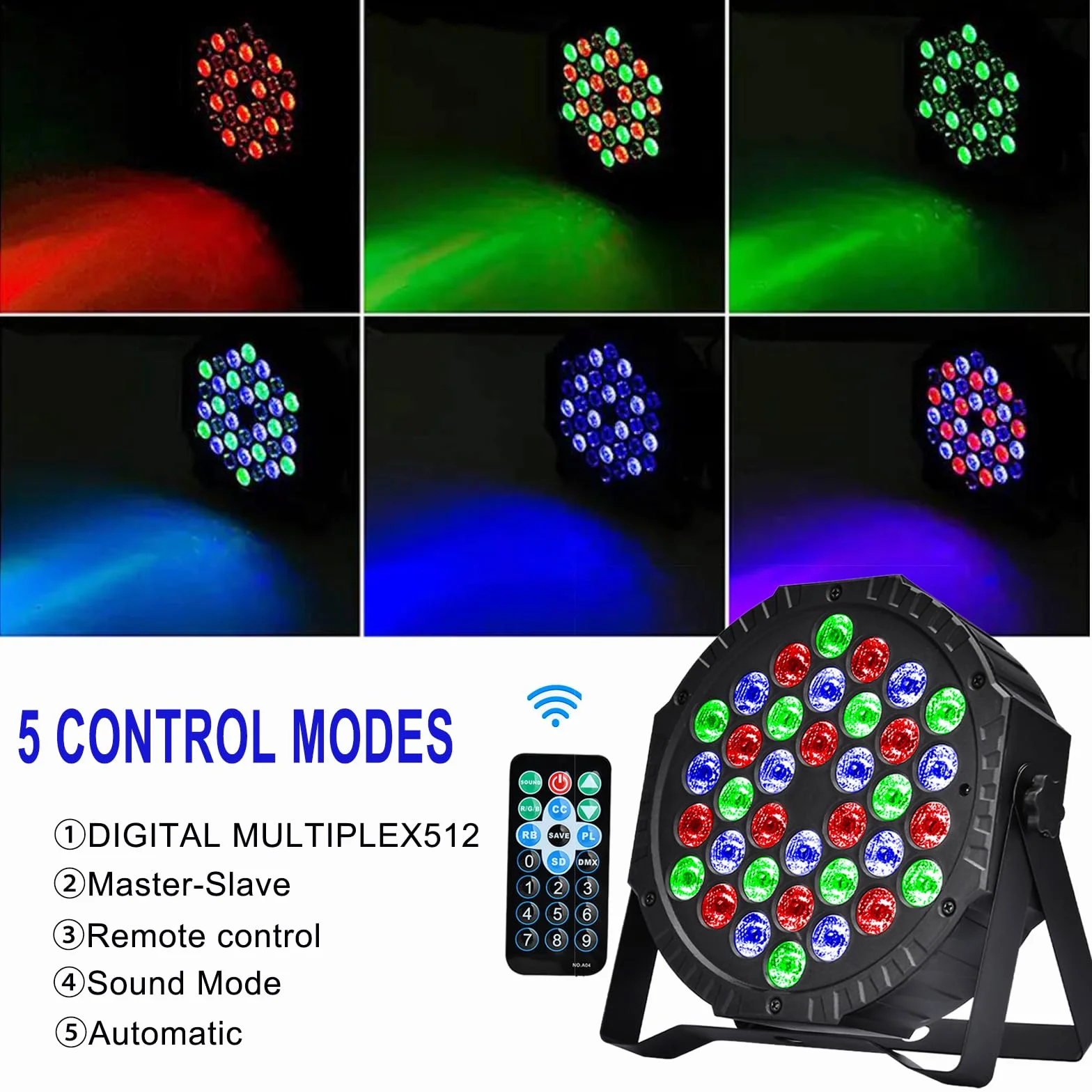 4 PCS Luci da Palco Discoteca 36 LED Par LED Luce da Palcoscenico Luci da DJ Luce Festa 7 Modalità Illuminazione con Telecomando per DJ Bar Party Matrimonio Banda Halloween Natale