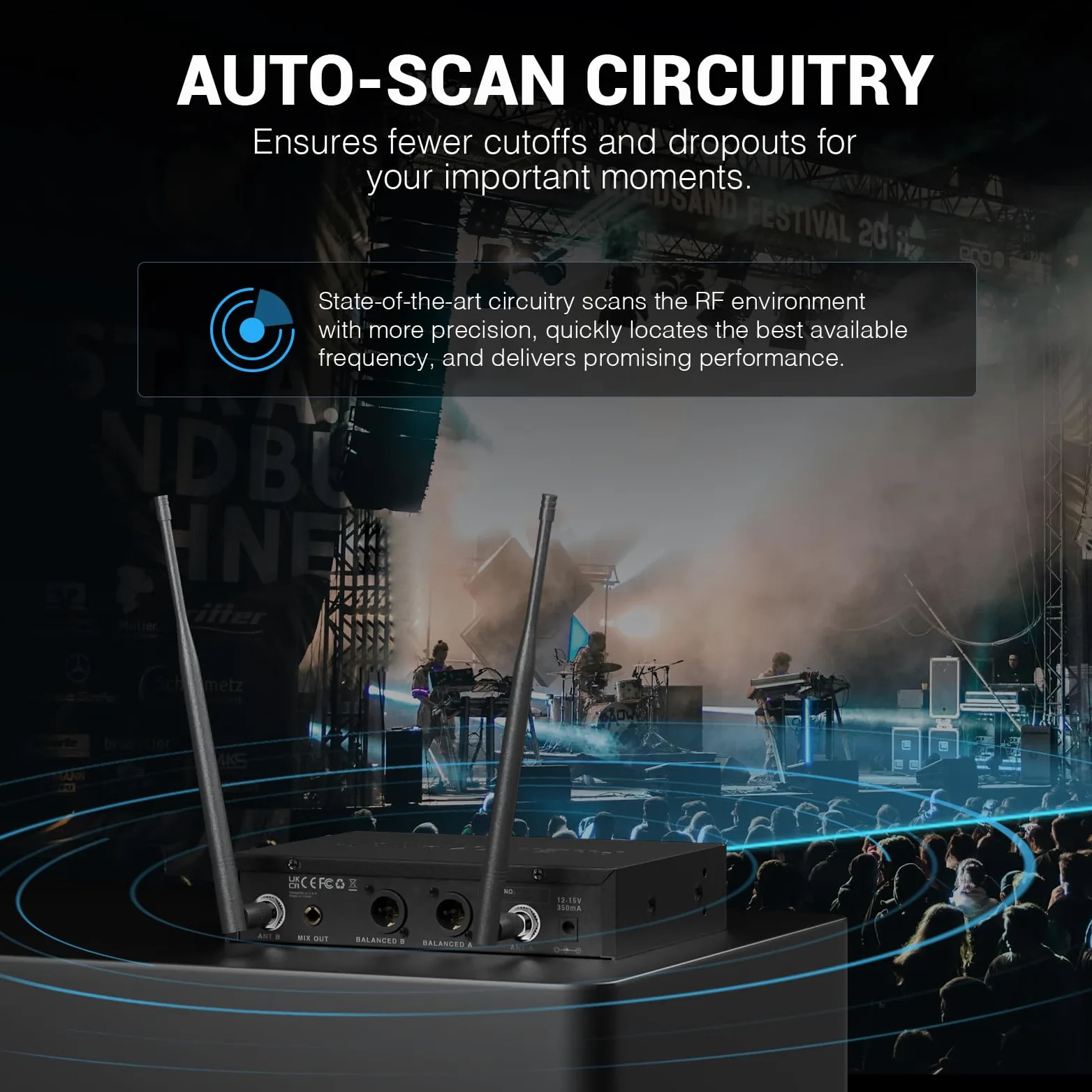 Phenyx Pro Sistema microfono wireless professionali doppi con microfoni palmari, bodypack e da bavero, scansione automatica, 2x100 frequenze UHF, portata di 328 piedi per canto, karaoke (PTU-71-1H1B)