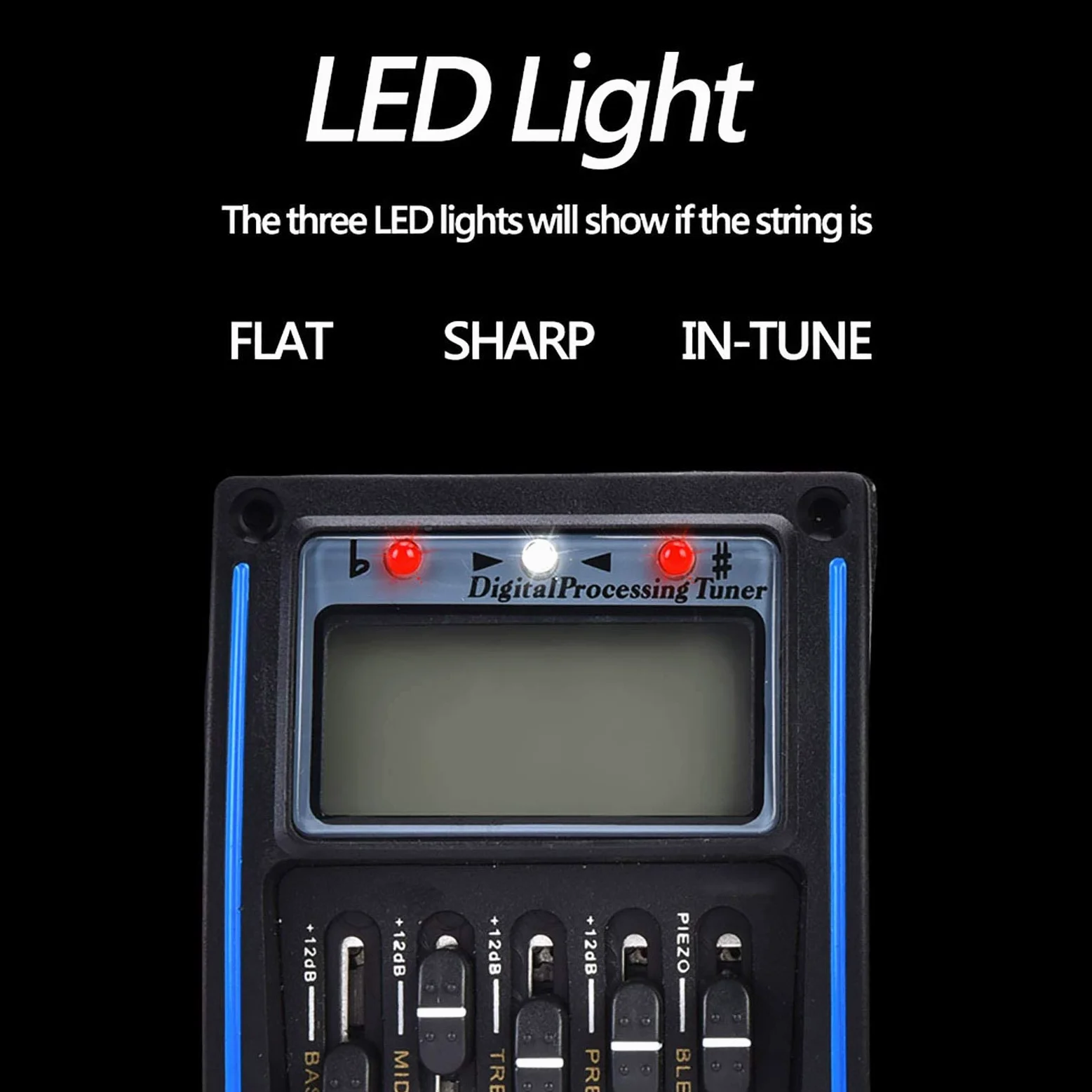 Equalizer per Guitar Pickup - Preamp con EQ a 5 Banche, Sistem di Tuning Piezo con Display LCD per Chitarra