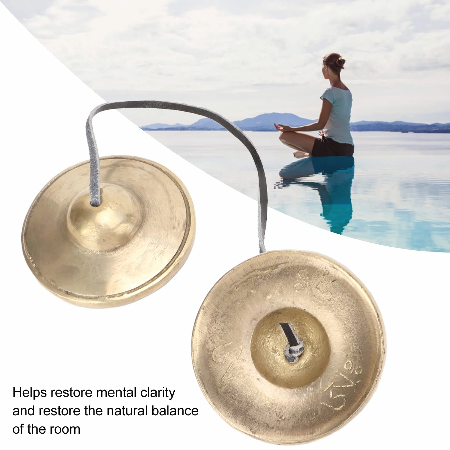 Cimbali Tibetani Tingsha Campane da Meditazione, 2.7in in Ottone Forte Penetrazione del Suono Campane Tingsha Cymbals, Leggero Portatile Tingsha Cimbali Campane Om Mane Padme Hum