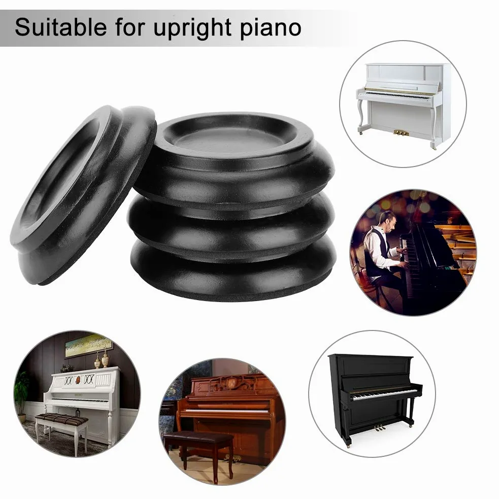 Dilwe Pattini per Pianoforte Dritto, 4 Pattini Rotondi in Legno, Accessorio per Pianoforte Dritto
