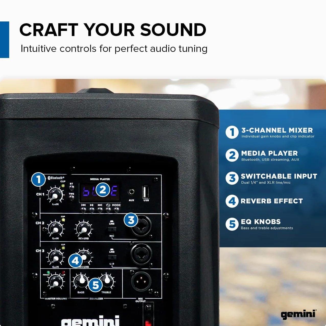 Gemini Sound WPX-2000 Togo, Altoparlante Portatile Modulare Line Array Pro pa a Batteria, Picco 1000W, Streaming Bluetooth, per Dj, Feste ed Eventi