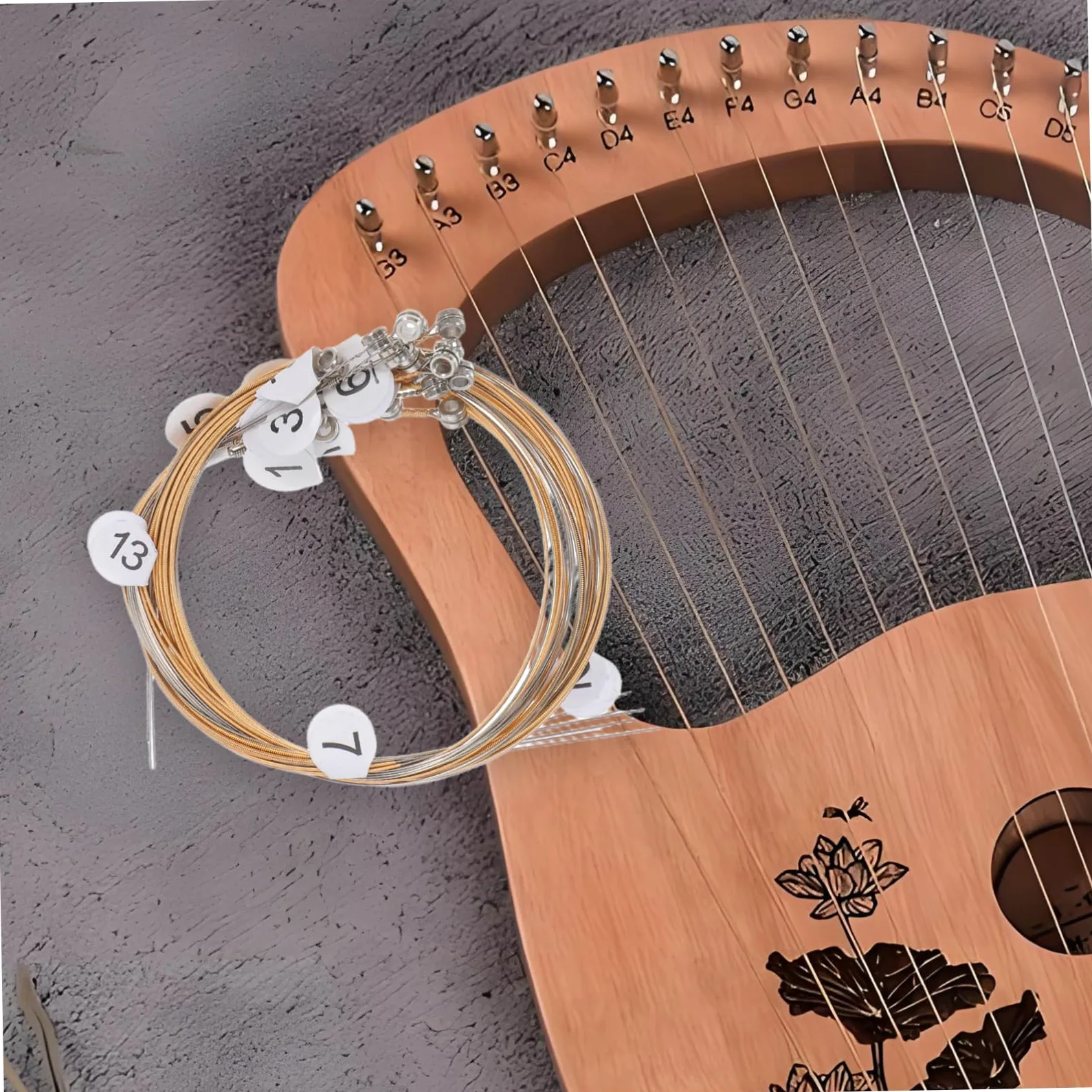 Corde per Arpa Lira in Acciaio Kit di Sostituzione Corde per Arpa Accessori per Strumenti Musicali e Rivetti