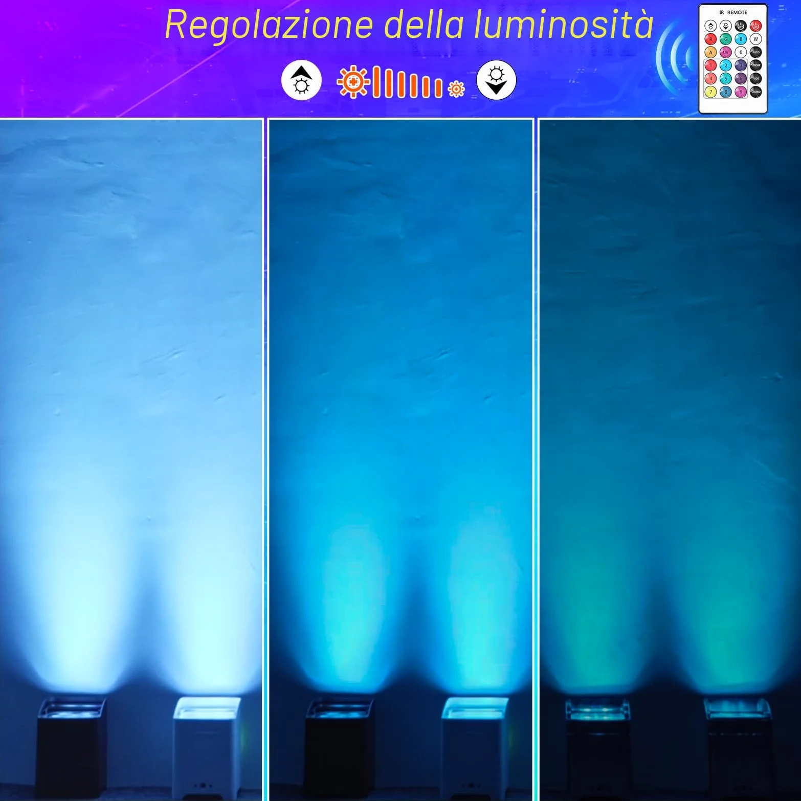 108W led par Faro Batteria Ricaricabile 9600mAh, RGBWA+UV luce palcoscenico Uplight Outdoor con telecomando/DMX/APP (iOS e Android) luce da discoteca per DJ Party Bar Natale Matrimonio