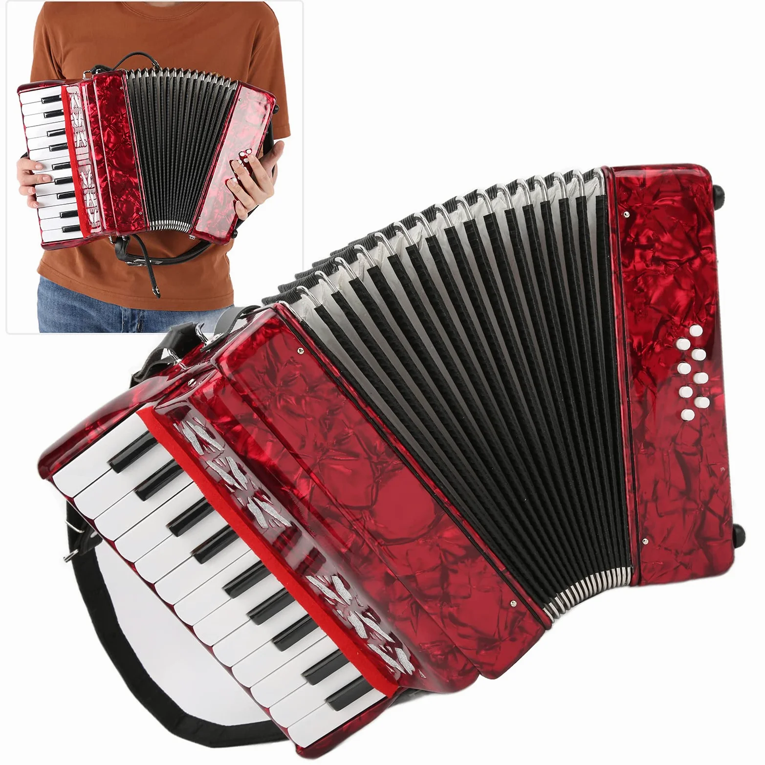 Fisarmonica piano accordion for adults Piano forte a fisarmonica 8 Bass 22 strumento fisarmonica chiave con cinghia Fisarmonica fisarmonica a bottoni per adulti Akordeony klawiszowe