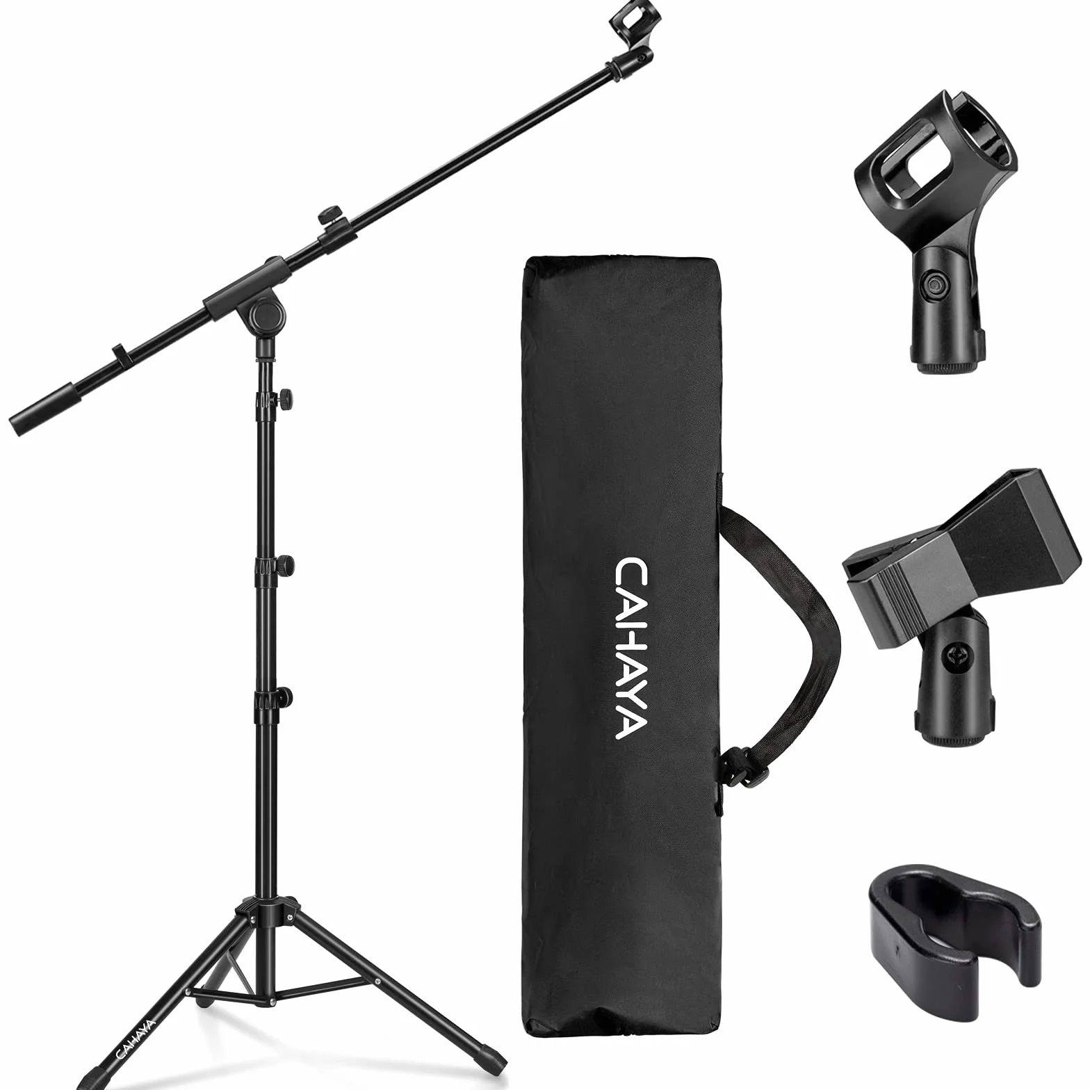 CAHAYA Asta a Giraffa per Microfono con 2 Diversi Clip Supporto per Microfono Treppiede Altezza Regolabile per Concerti Videoconferenze Palchi Matrimoni Modello CY0239