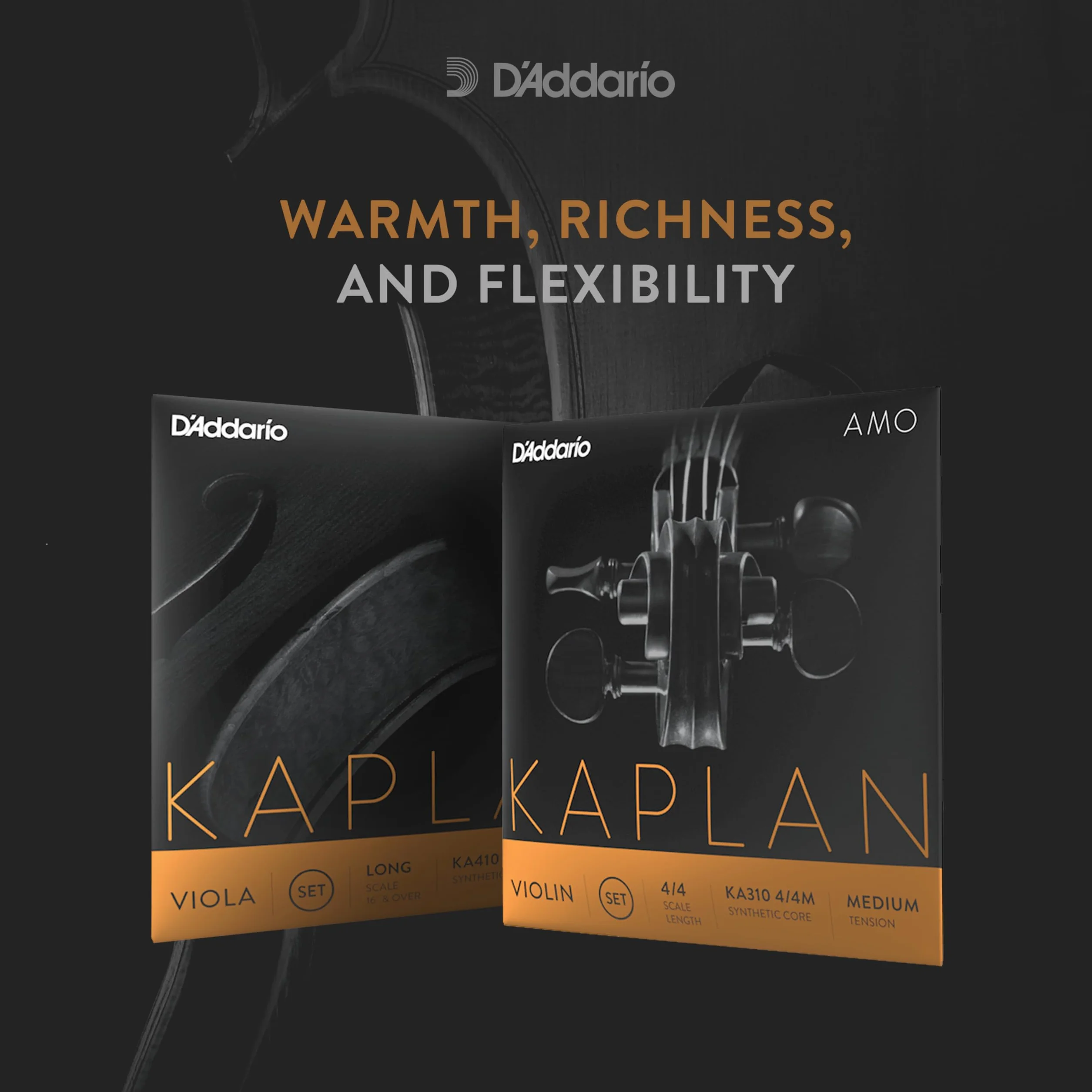 D'Addario KA411 LM, tensione da uomo modello Kaplan Amo, taglia M, Viola Set Medio