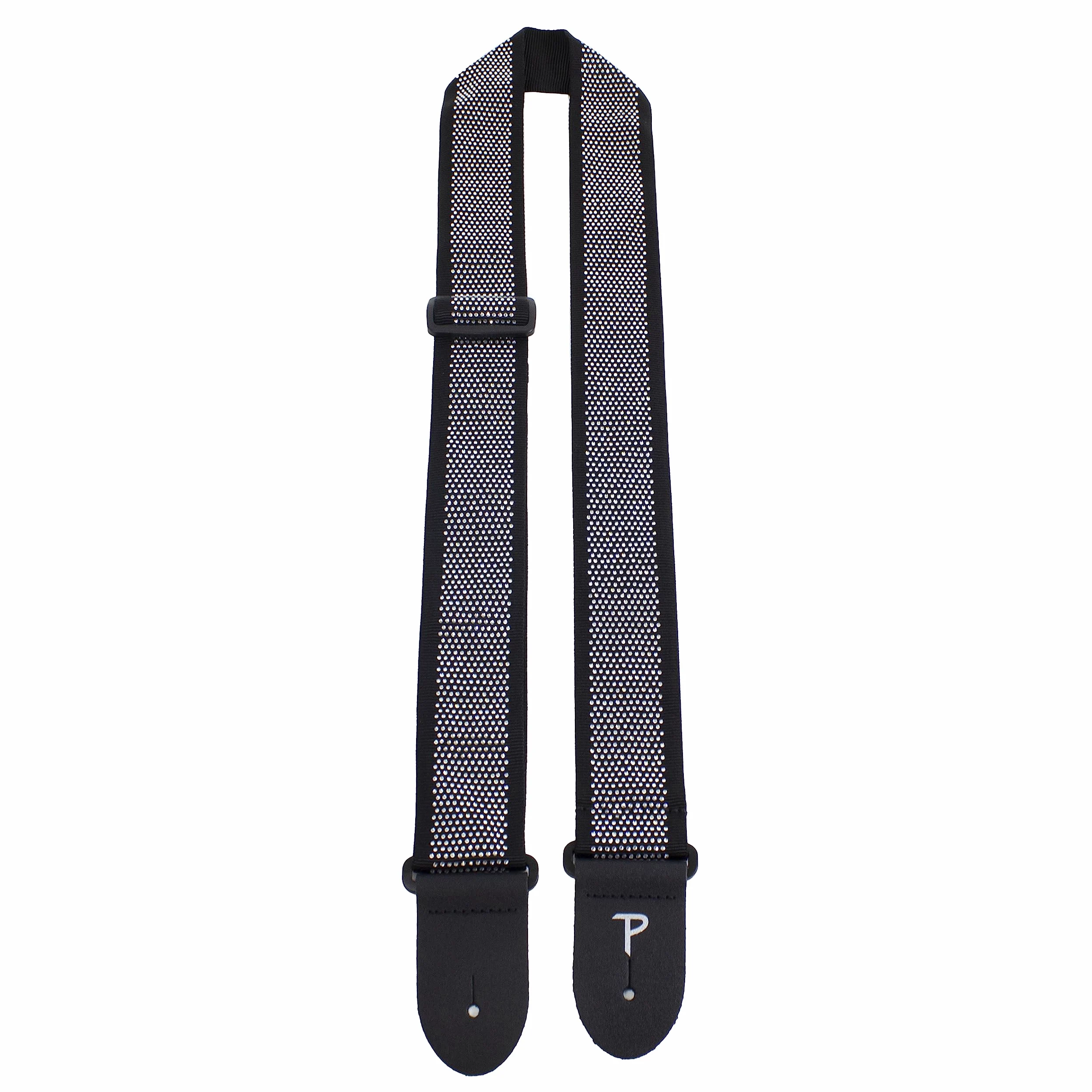 Perri's Leathers, tracolla per chitarra in jacquard con strass, lunghezza regolabile, larghezza 5,1 cm, colore nero con strass, accessori per chitarra