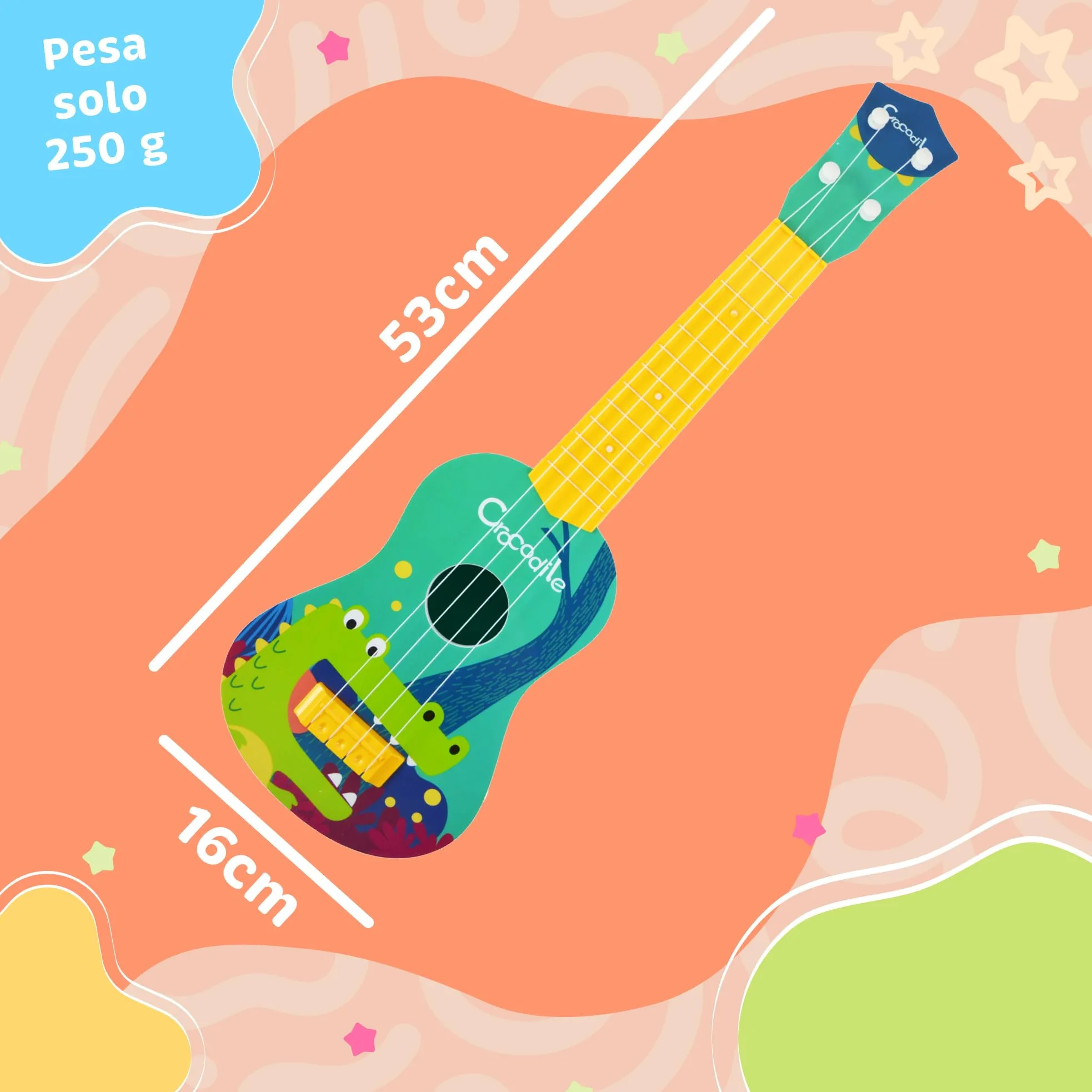 A-Star Little Star Crocodile Ukulele Giocattolo Musicale Divertente per Bambini - Corde in Nylon