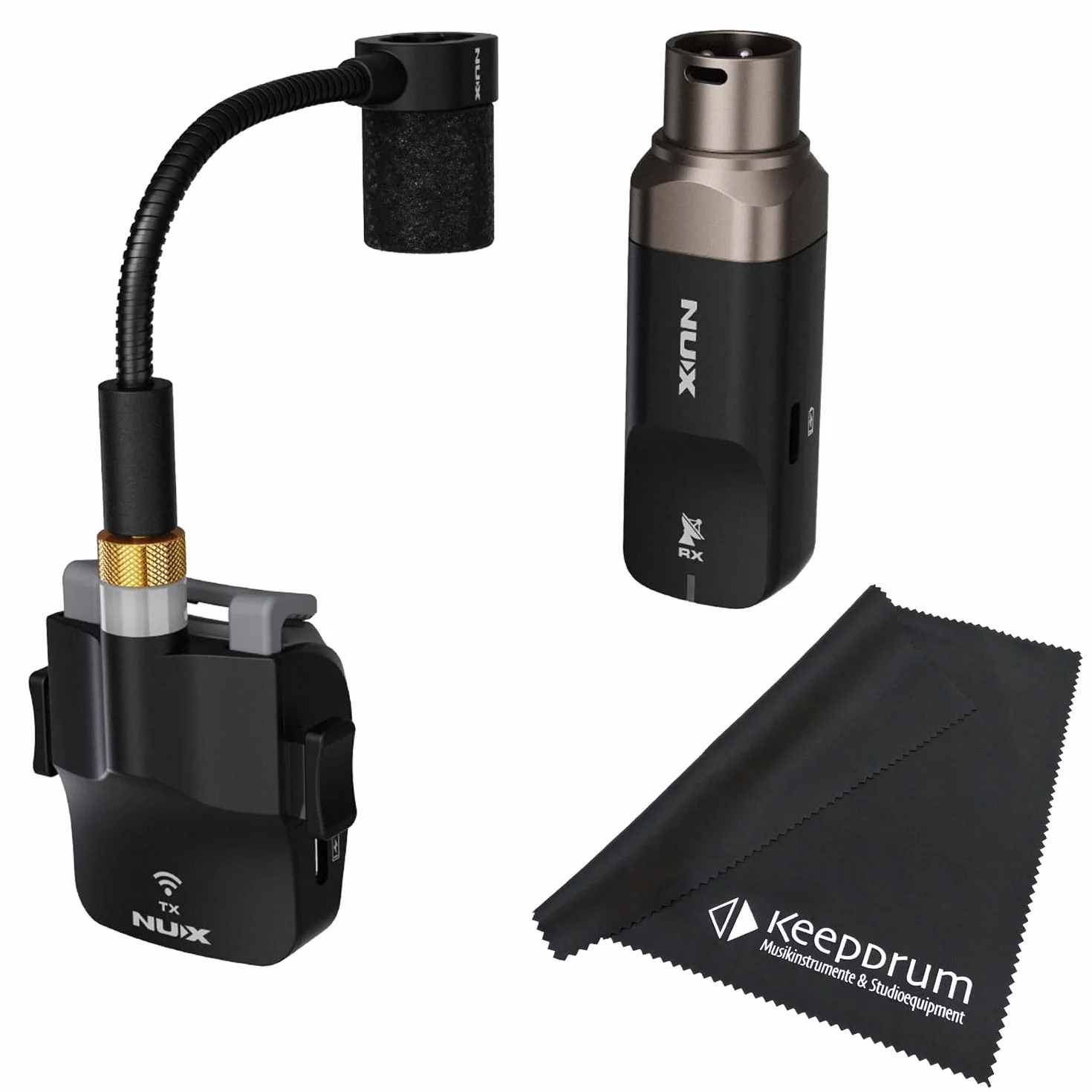 Nux B6 - microfono wireless per sassofono senza fili + panno per pulizia Keepdrum