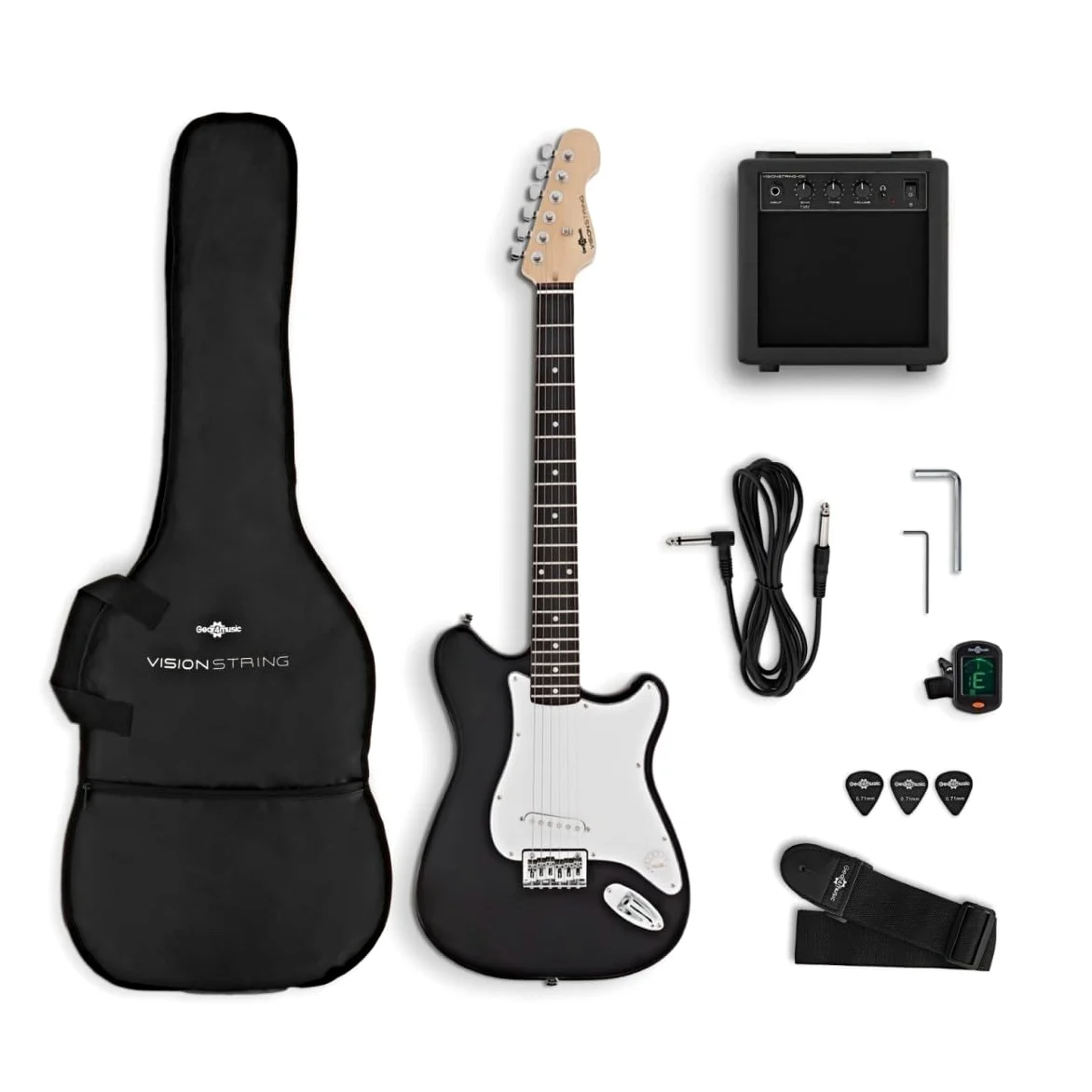 VISIONSTRING Dimensione completa Kit di chitarra elettrica nero con amplificatore per principianti