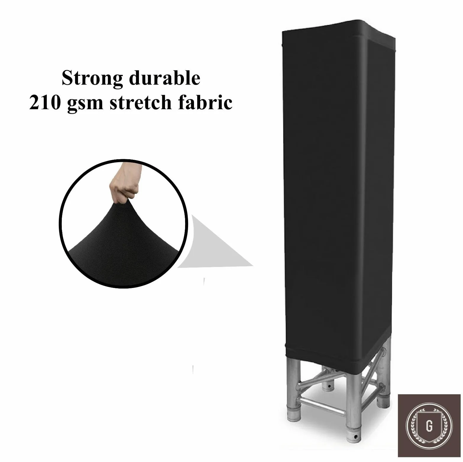 Coppia di cover totem in spandex, truss cover 30 x 30 cm, scelta di 5 altezza (bianco, 300 cm di altezza)