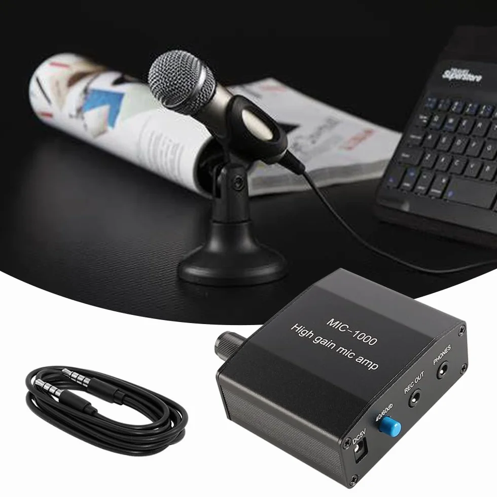 Preamplificatori Kit Amplificatore Microfono Amplificatore Audio Microfono con Guadagno 1000x Set di Accessori Perfetto per la Registrazione di Suoni dal Vivo e Applicazioni di Trasmissione