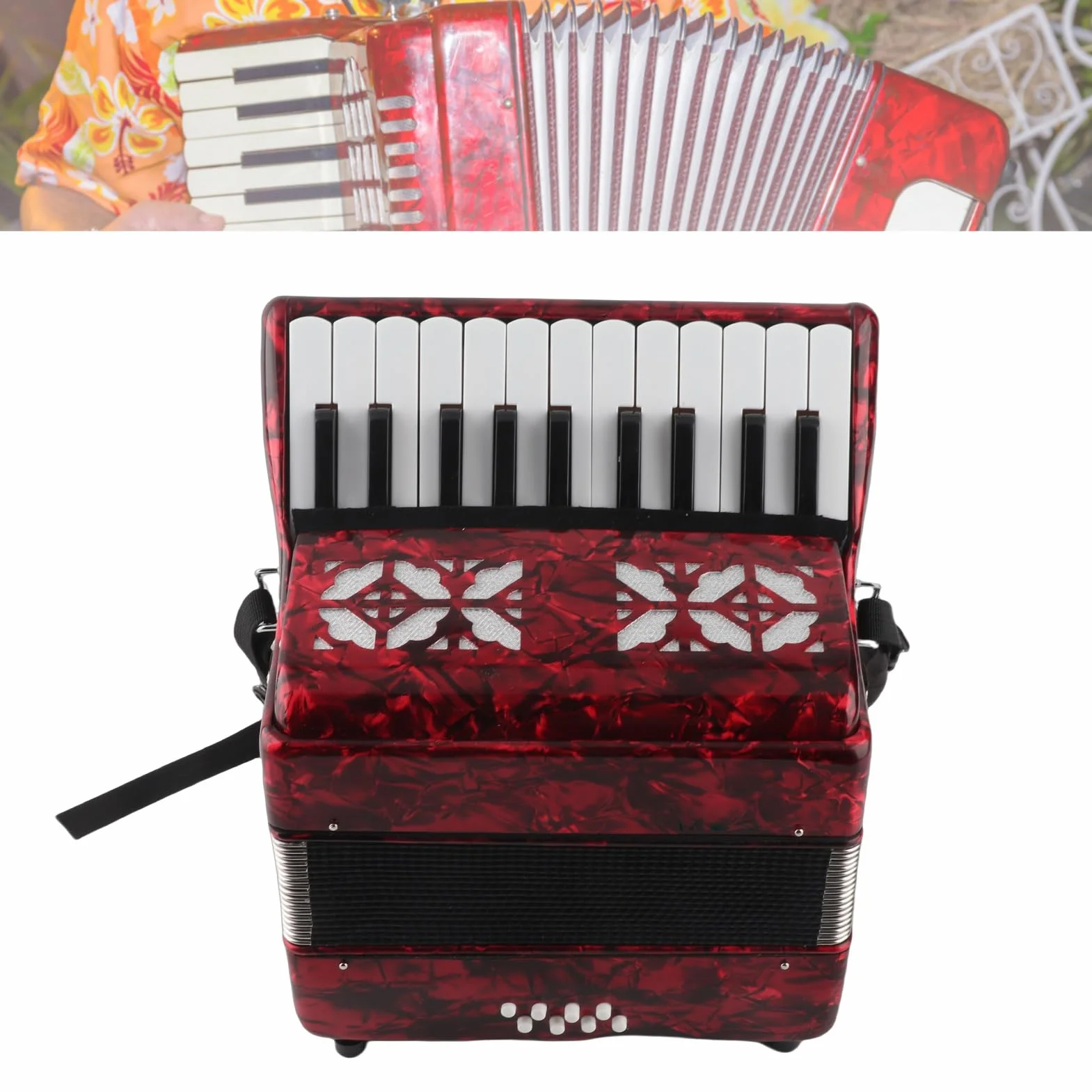 DOACT Fisarmoniche, Strumento a Fisarmonica per Adulti, Strumento a Fisarmonica, Fisarmonica, (IRIN Ha Autorizzato) 22 Tasti 8 Bassi Fisarmonica a Piano Principiante Fisarmonica