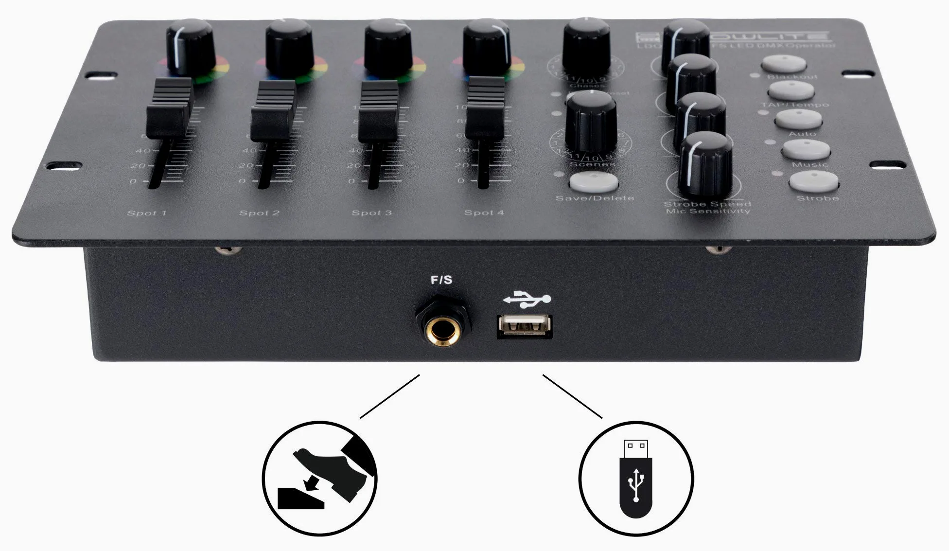 Showlite LDO-10 MKII FS LED DMX Operator - Controller DMX per fare funzionare faretti LED - Ideale per intrattenitori solisti, band più piccole o pub - Controllo automatico o musicale