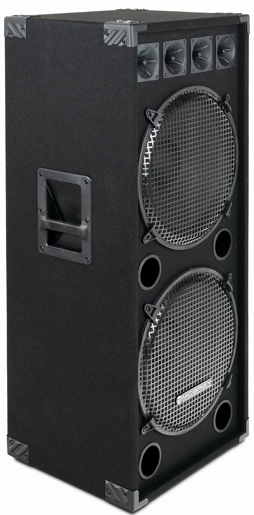 McGrey DJ-2522 Cassa PA DJ a 2 Livelli 2x 38cm (15") Subwoofer 1500W (Passiva, Sistema 2 Vie, Cassa in Legno)
