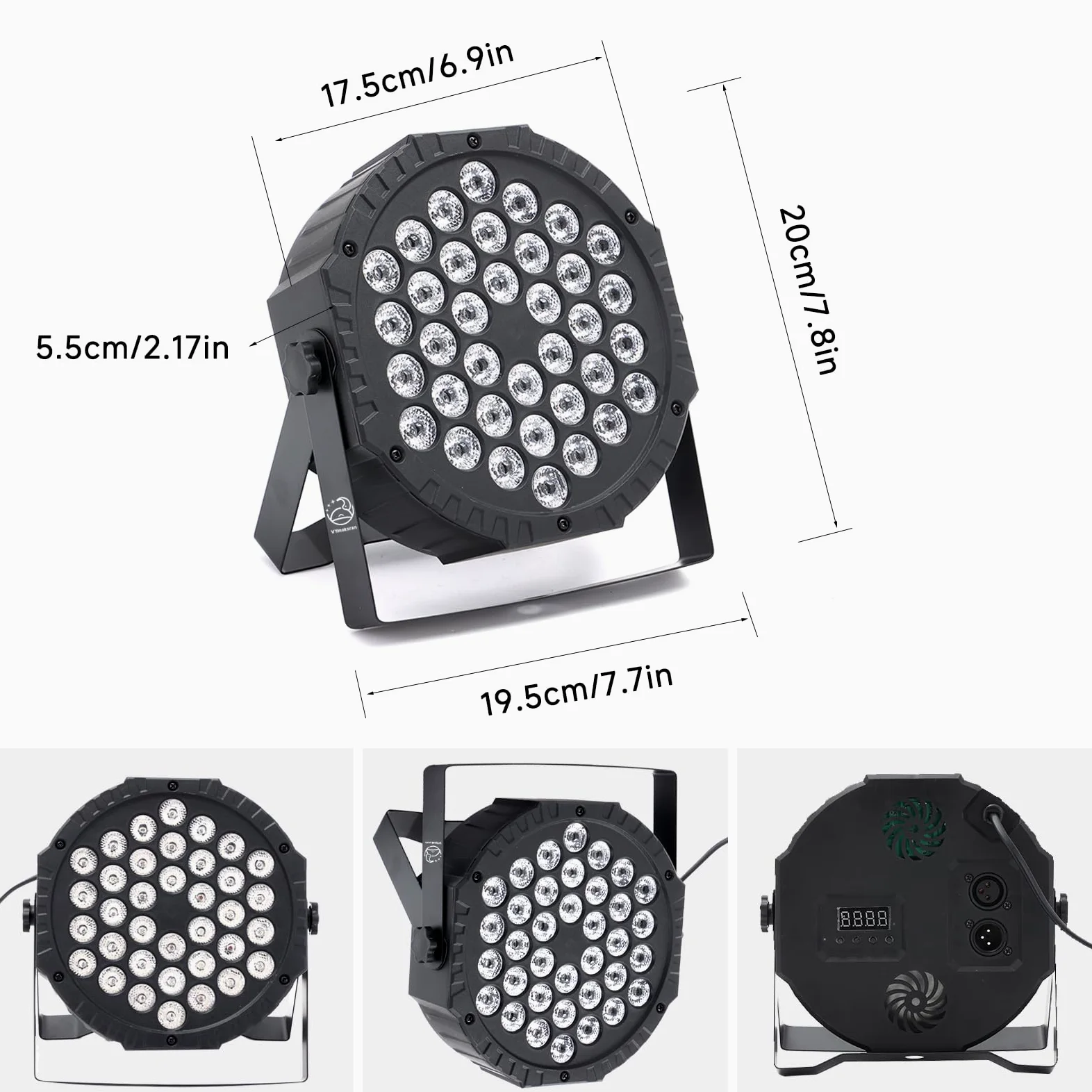 Confezione da 4 faretti LED Par 36 LED RGB per palcoscenico, DMX512 e telecomando, 7 modalità di luce con attivazione del suono, luce da discoteca, per DJ bar, matrimonio, Halloween, Natale