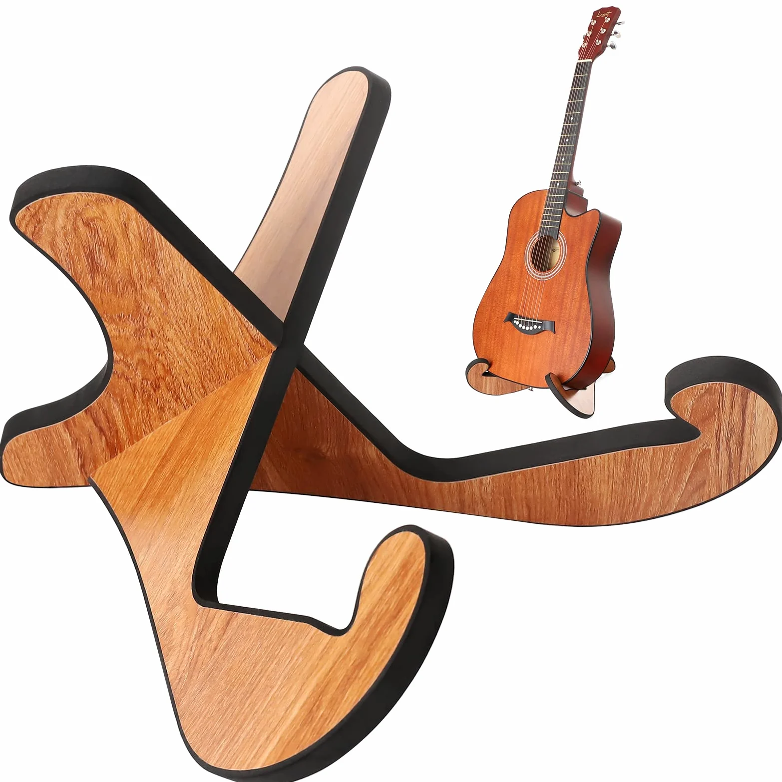 Supporto per Chitarra in Legno, Porta Chitarra da Terra, Poggia Stand Chitarra Universale per Chitarra Acustica/ Classica/ Elettrica e Basso