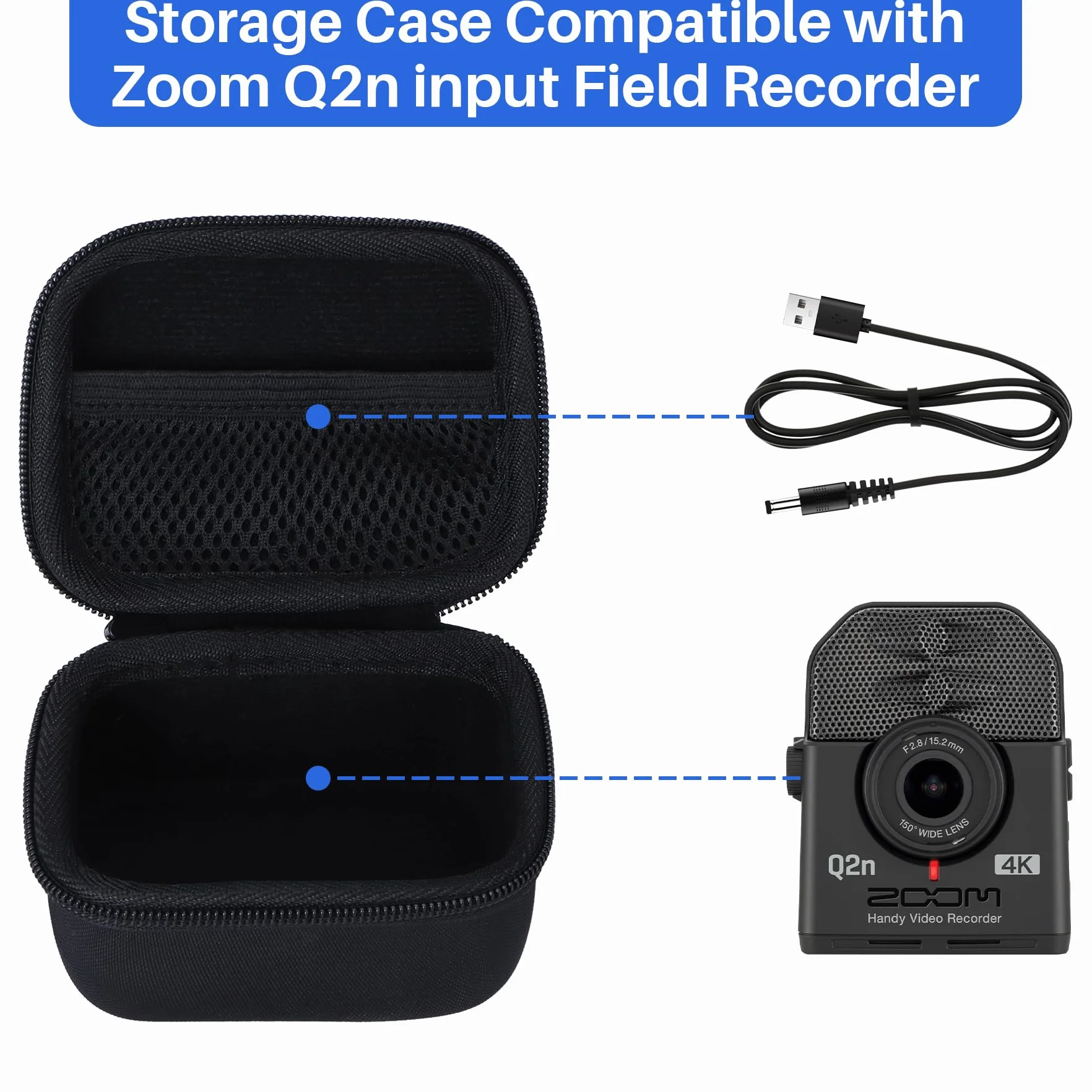 Lebakort ﻿Duro Viaggio Caso Custodia per Zoom Q2n-4K Handy Video Recorder