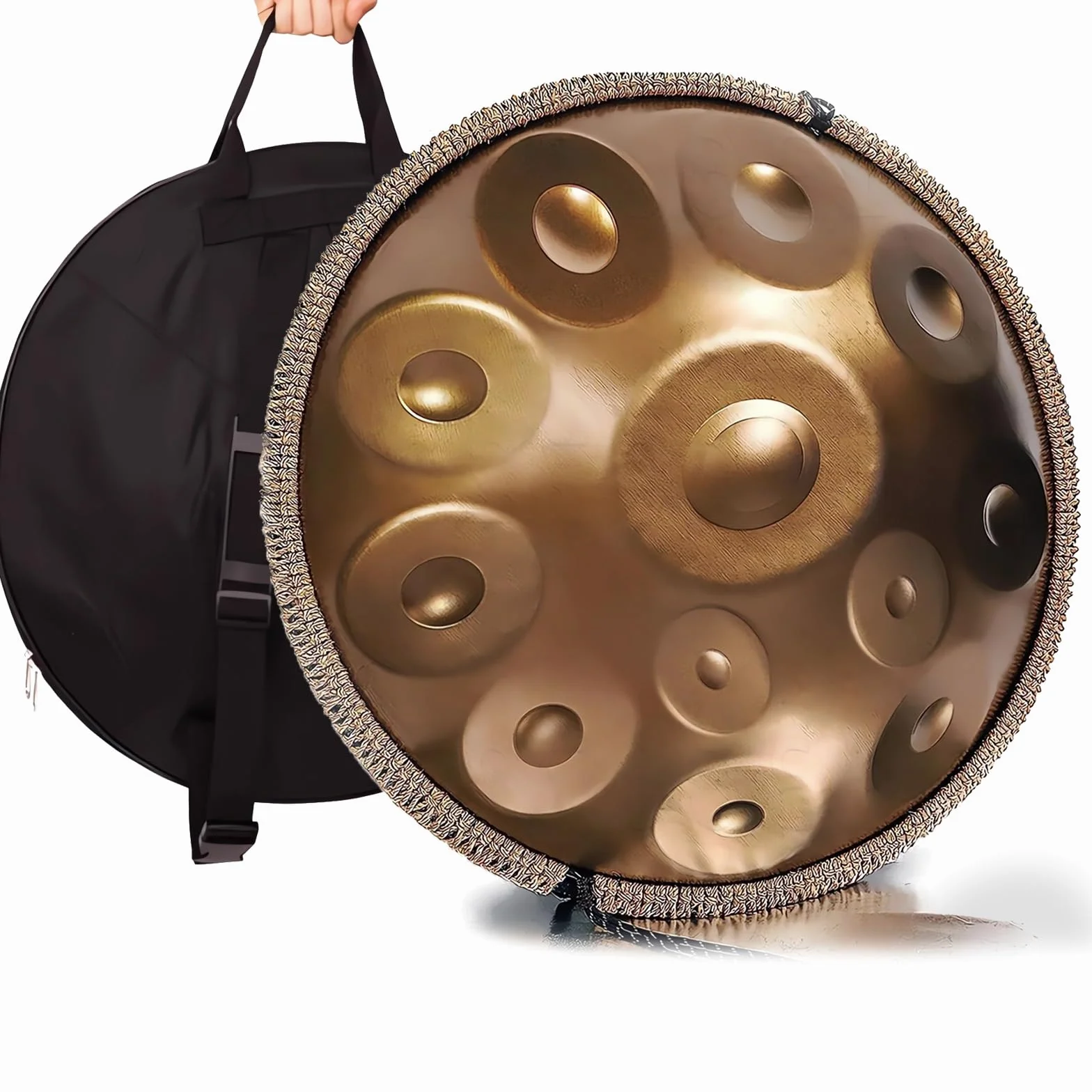 Handpan Drum 432Hz/440Hz, 9/10/12 Note Strumento A Percussione da 55cm con Treppiede, Handpan in Acciaio per Meditazione, Yoga E Guarigione Sonora (Color : 440Hz, Size : 12 Notes)