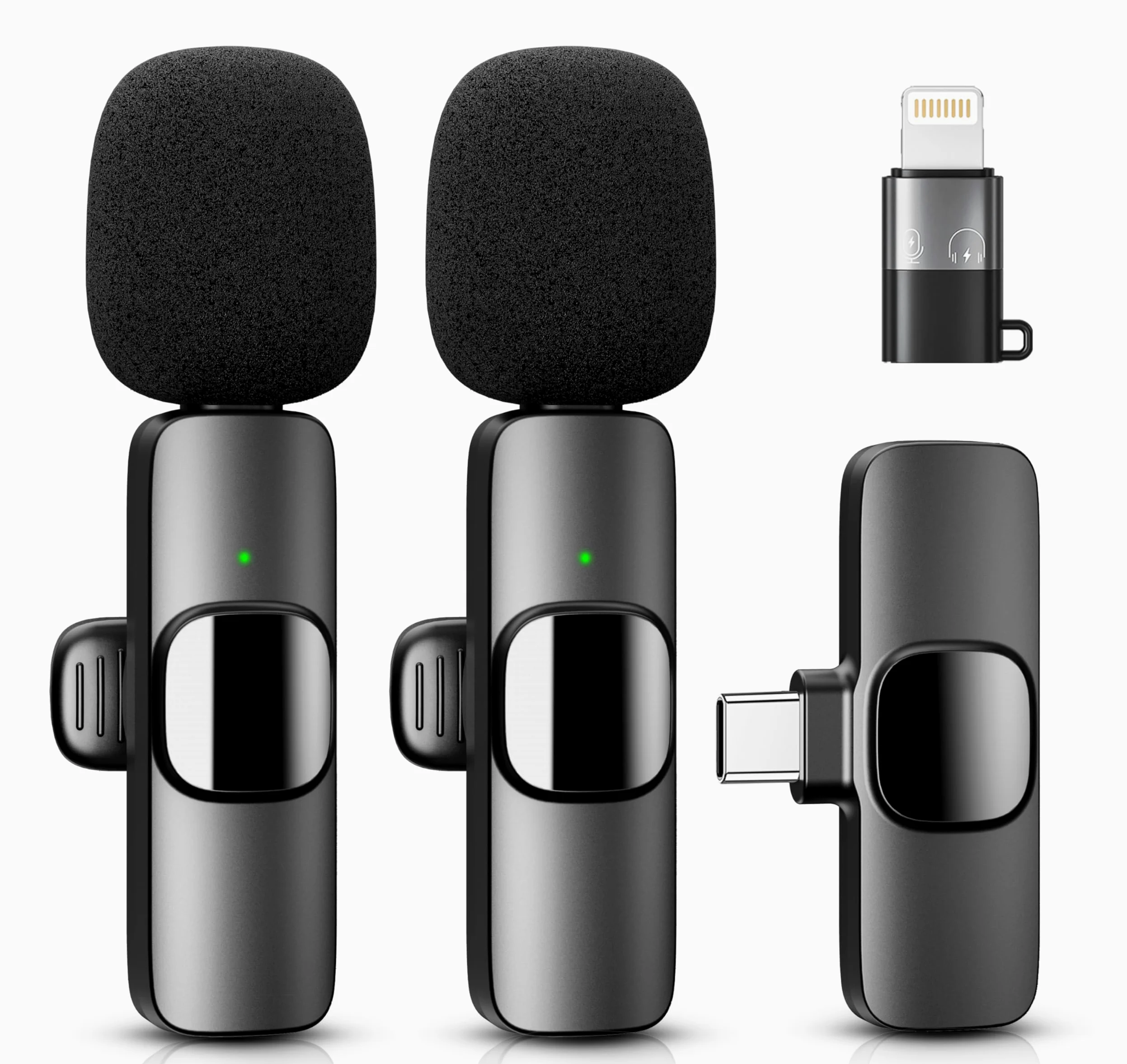 YRF Microfono Lavalier Wireless per iPhone Android iPad, mini microfono, 65FT Range, microfono wireless per la registrazione video, streaming, Podcast, Vlogging, Youtube, Tiktok