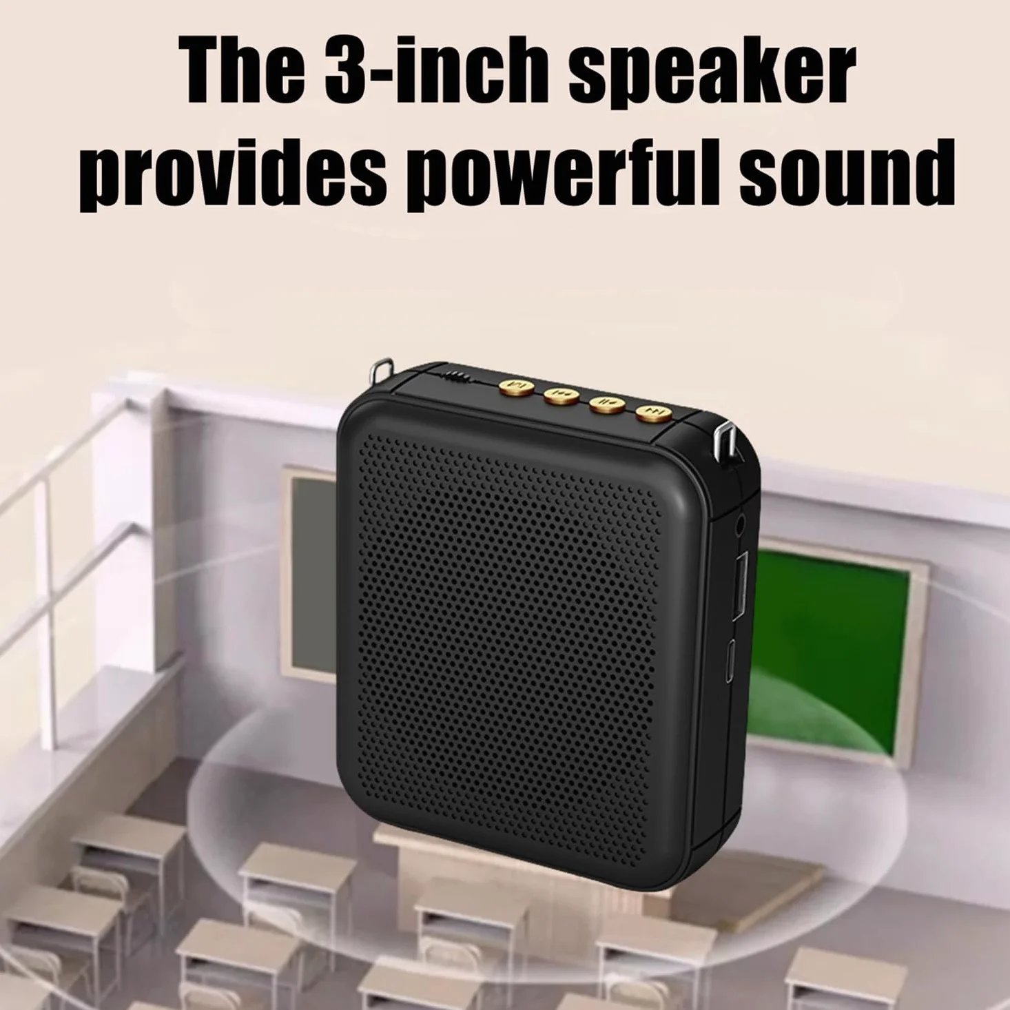 Amplificatore Vocale Ricaricabile Portatile Mini Altoparlante con Microfono Cablato Auricolare e Cintura Microfono Personale Altoparlante per Insegnanti Guida Turistica (Nero)