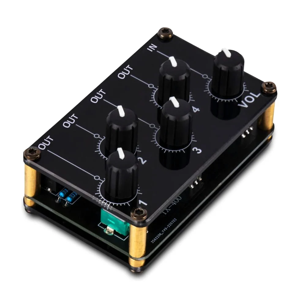 TM400 Mini frullatore stereo a 4 canali 1 in 4 Out per registrazioni in studio, mixer audio passivo piccolo e sofisticato