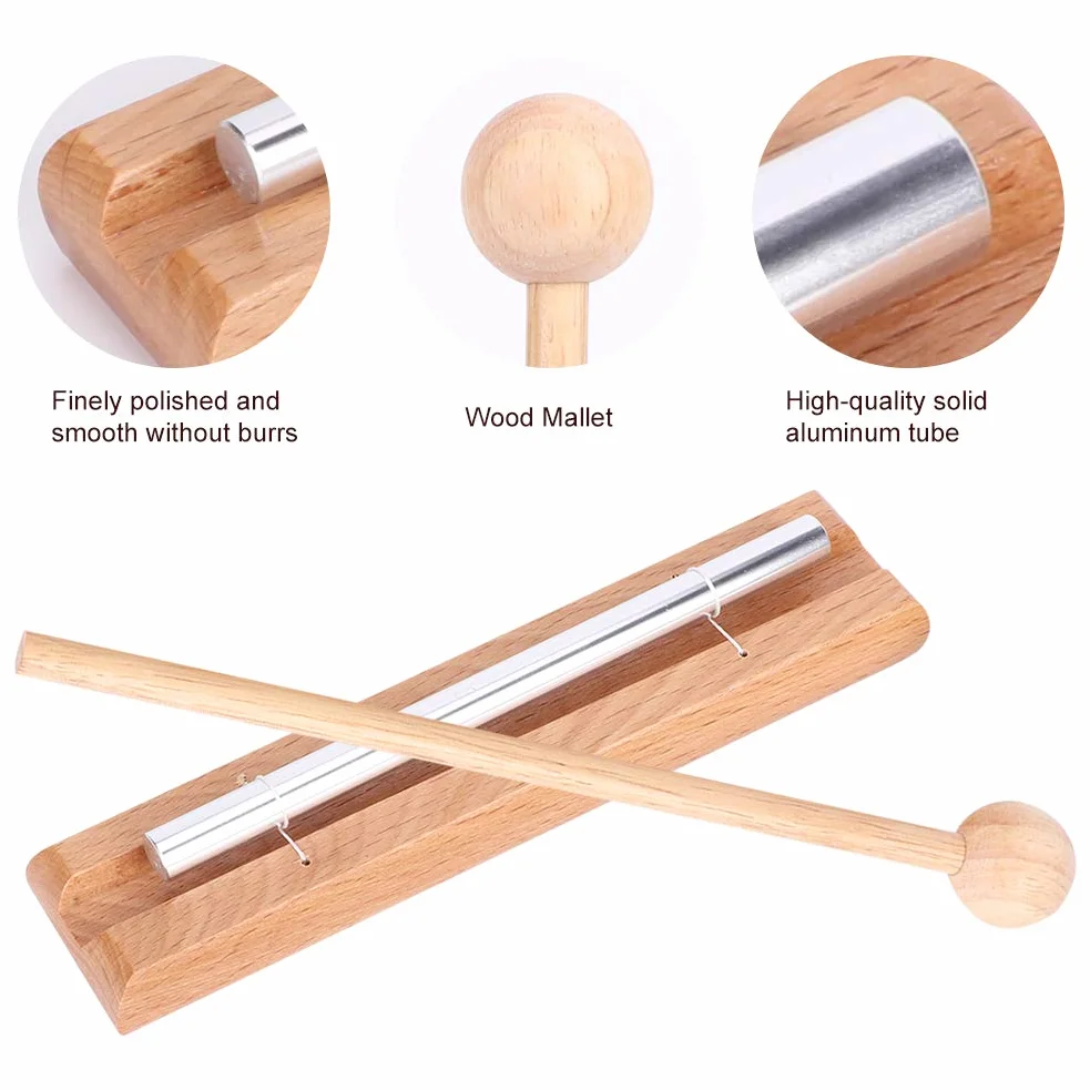 Carillon per Meditazione, Carillon a Mano Solista Campanello per Meditazione in Legno Campana per Strumento a Percussione Solista Campana a Mano per Insegnante per Preghiera, Yoga, Aula