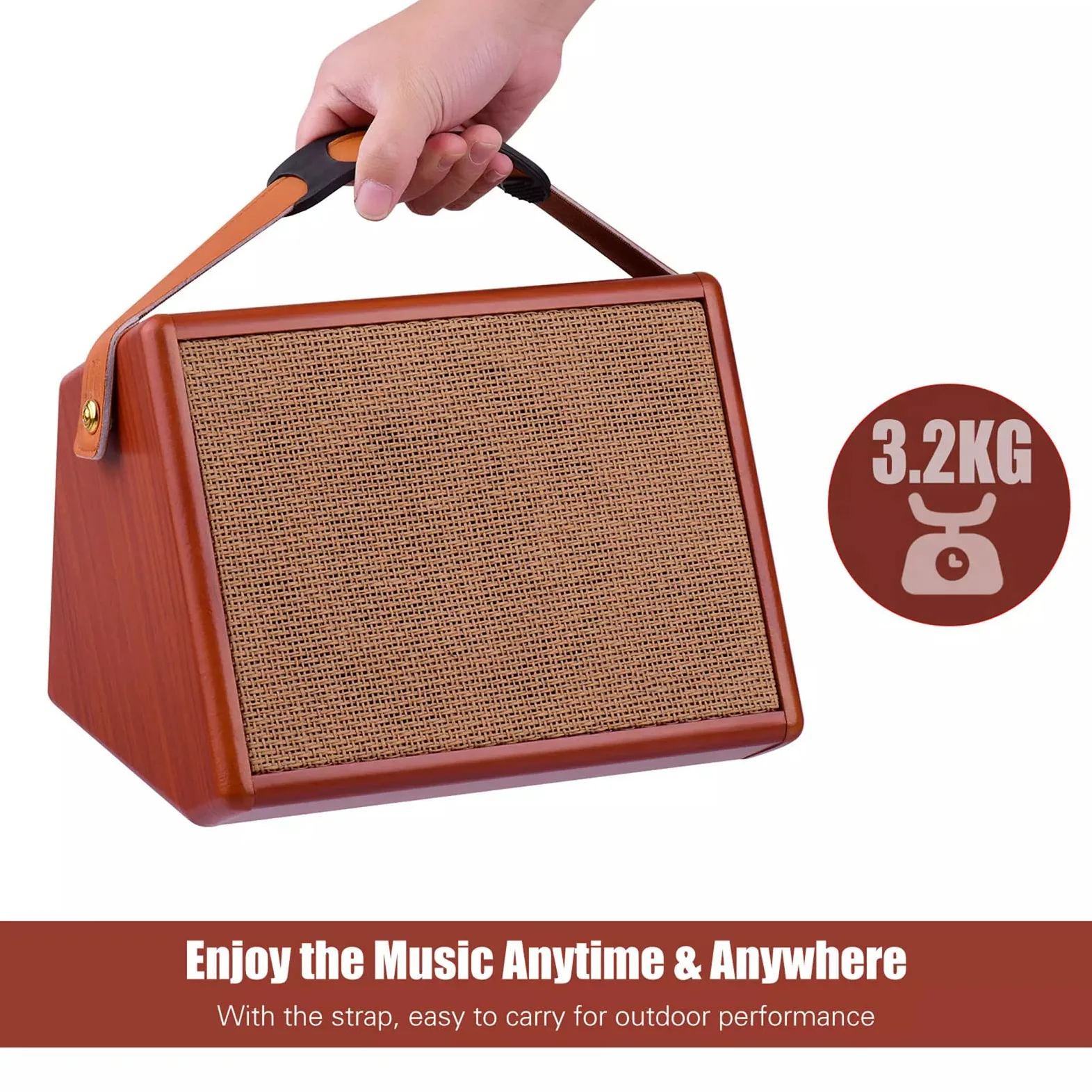 Btuty - Amplificatore per Chitarra Acustica da 25 W Ricaricabile Altoparlante Wireless BT, Controllo Indipendente del Riverbero, del Volume del tono dei Bassi e degli acuti con Ingresso