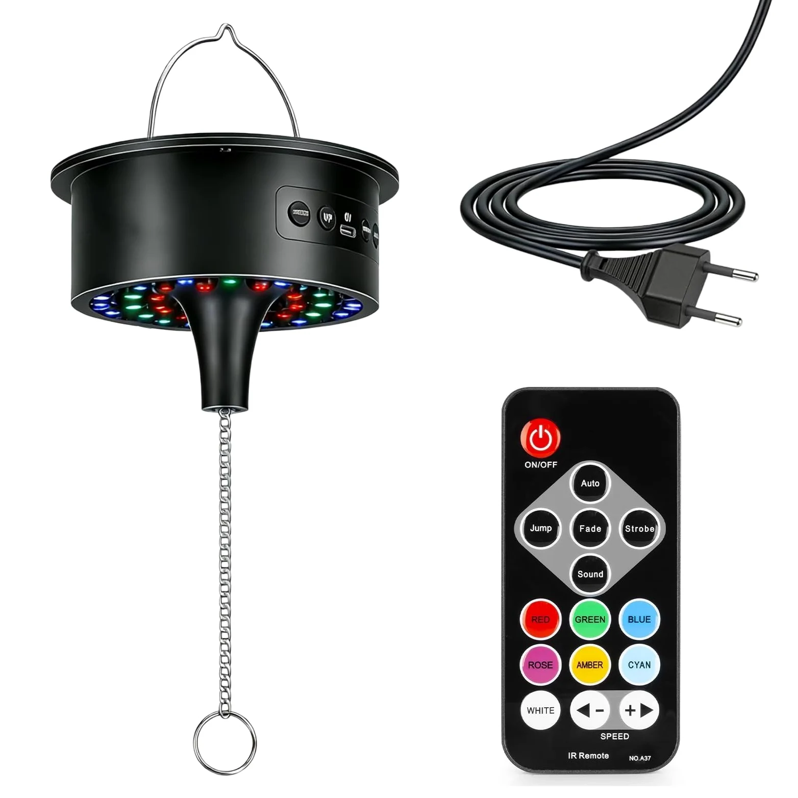 Sfera da discoteca, motore a 30 LED RGB con telecomando, velocità di rotazione regolabile 0-15 giri/min, motore rotativo a LED, motore rotante, sfera a specchio, motore silenzioso per sfere di specchi