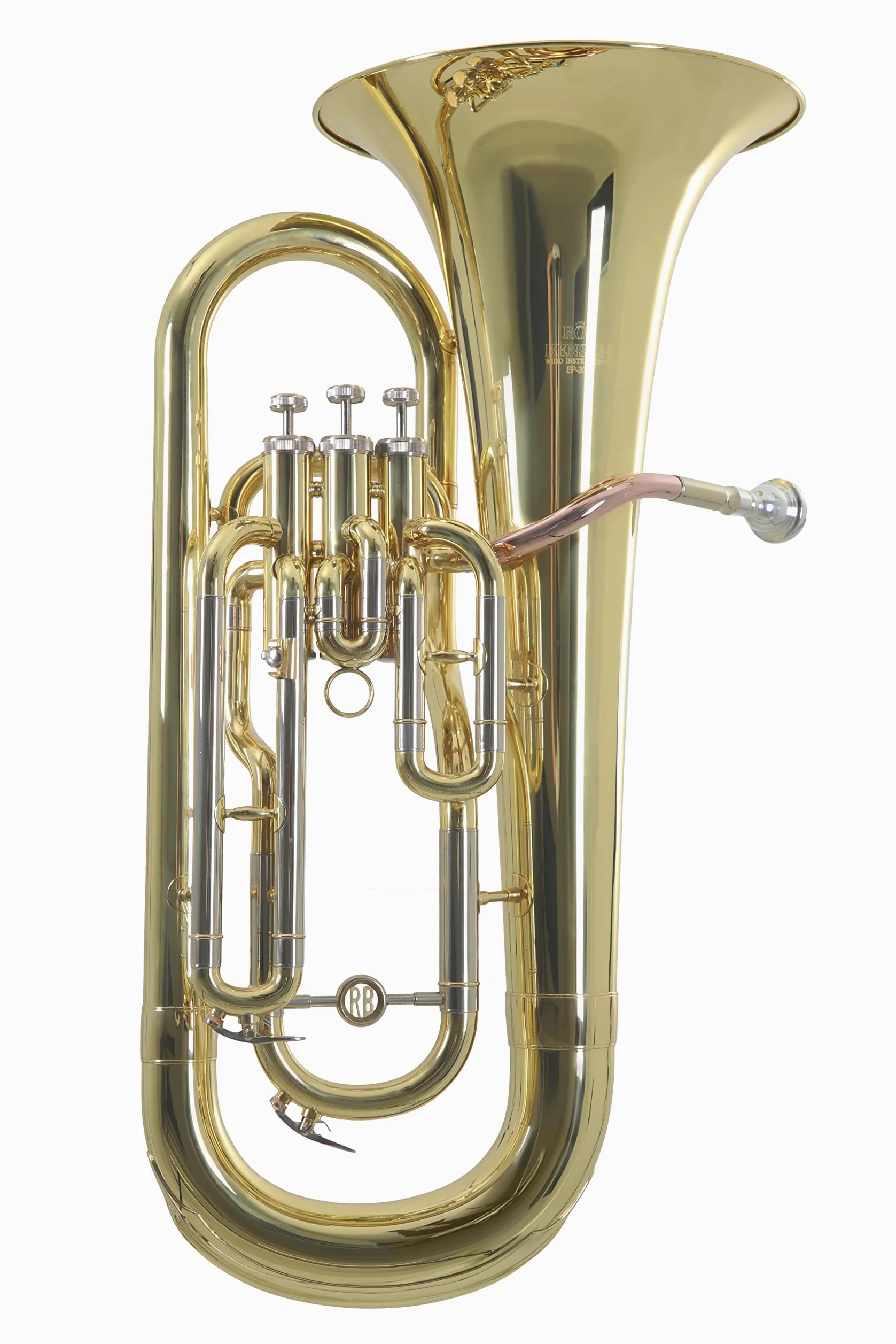Roy Benson Bb-Euphonium EP-301 (strumento a fiato professionale, con leadpipe in ottone dorato, guide esterne in alpacca, valvole in acciaio inossidabile, con comoda custodia sagomata)