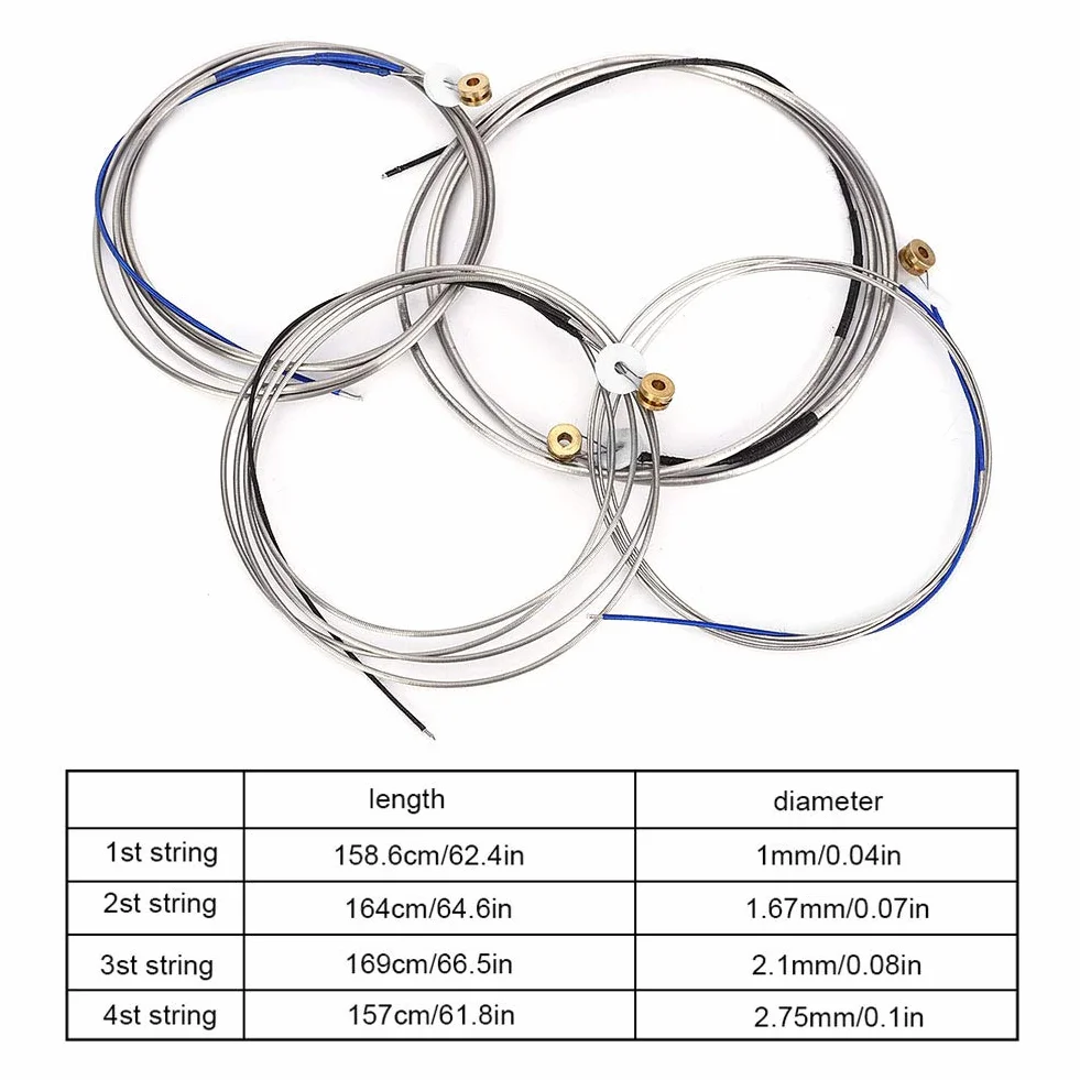 Corde per contrabbasso in acciaio, contrabbasso professionale, ricambio per corde per contrabbasso per accessori per strumenti musicali