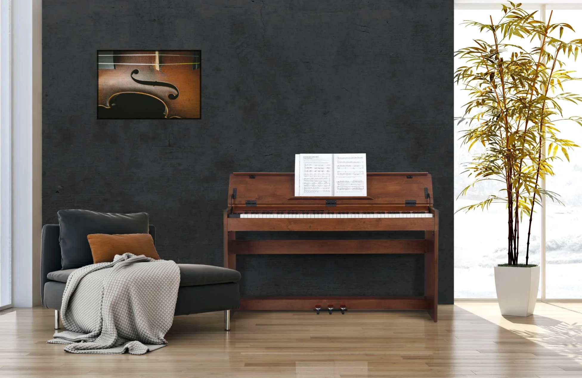McGrey DP-18 WN Pianoforte Digitale Noce Opaco - 88 Tasti Tastiera con azione a martello - Pianola musicale con USB, 128 suoni, 128 polifonie, 3 pedali - Piano digitale per scuola