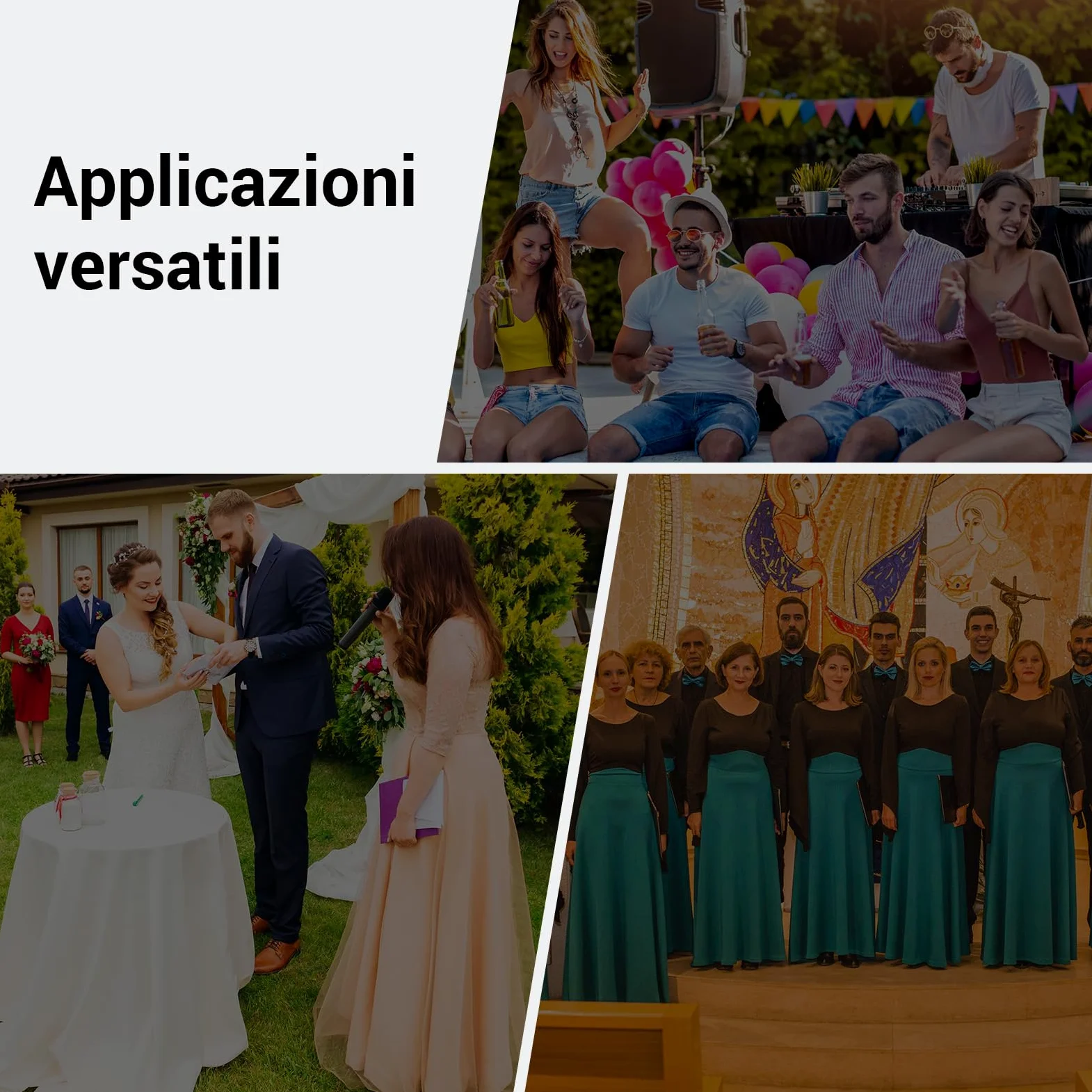 TONOR Microfono Wireless Karaoke con 4x5 Canali, 4 UHF Microfoni Palmare Senza Fili con Portata 60m, Sistema di Microfono Adatto per Canto/Festa/Chiesa/Matrimonio/PA Speaker
