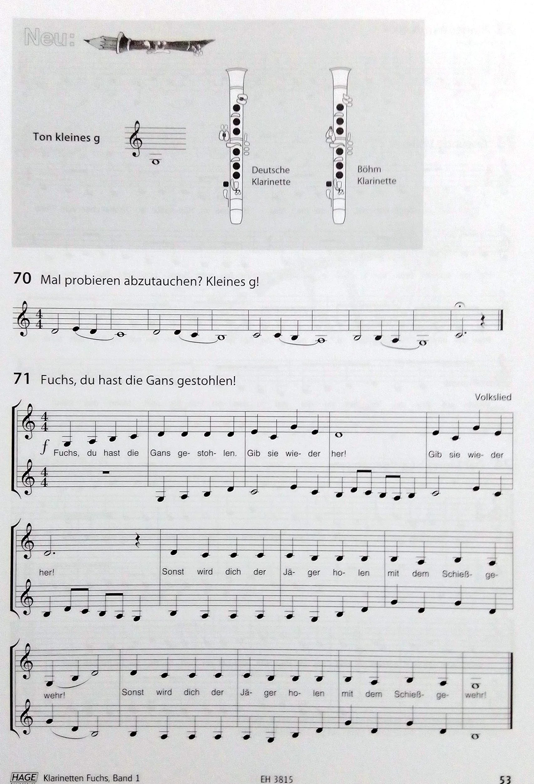Klarinetten Fuchs Band 1 Online Material mit Musik-Bleistift