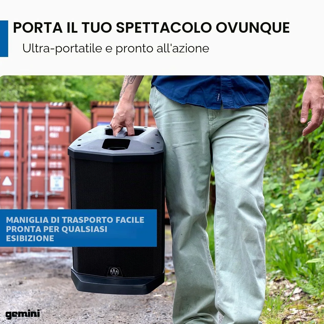 Gemini Sound WPX-2000 Togo, Altoparlante Portatile Modulare Line Array Pro pa a Batteria, Picco 1000W, Streaming Bluetooth, per Dj, Feste ed Eventi