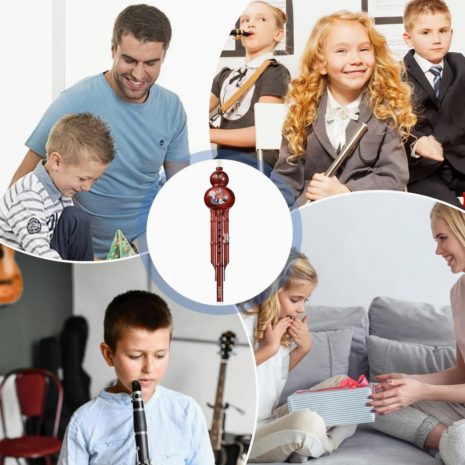 Flauto di, strumento etnico, Hulusi fatto a mano cinese - Flauto di etnico per bambini - Strumento educativo musicale con suono caldo e morbido per appassionati, bambini, professi