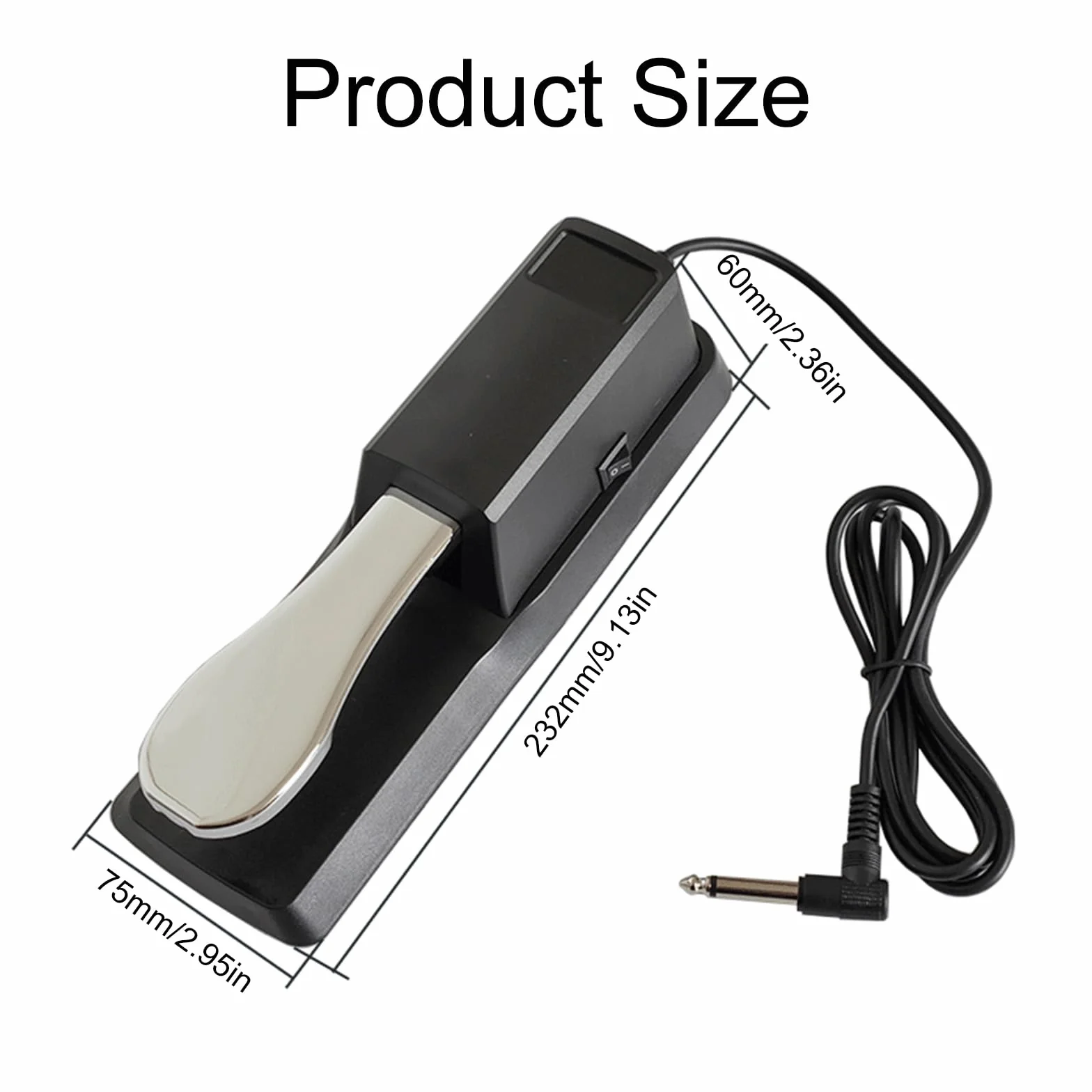 Pedale Sustain per Pianoforte, Non-Slip Damper Pedal, Pedale Sustain per Tastiera Keyboard, per Tastiera Elettronica, Pianola, Pianoforte Digitale, con fondo Antiscivolo, Connettore da 6.5​​mm