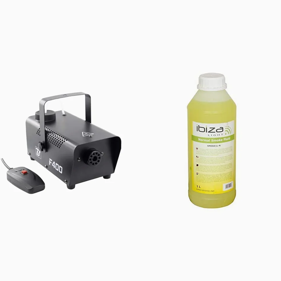 Machine à fumée F400 noir & SMOKE1L-N - IBIZA - Fluido per nebbia a densità normale - 1 litro
