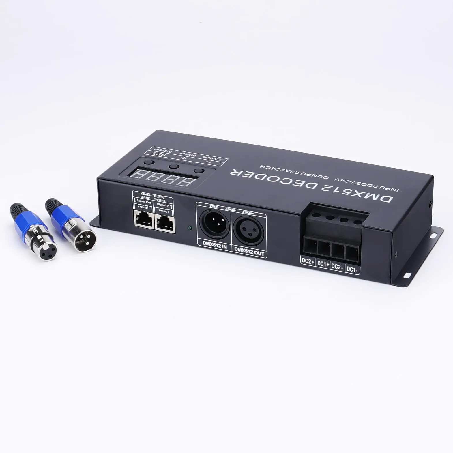 JOYLIT Display Digitale DMX LED Decoder Controller 24CH, DC 5-24V 3A/CH 4 Canali/Gruppo 6 Gruppi ad Alta Potenza DMX512 RGBW RGB Striscia Luminosa Decoder Dimmer Controller