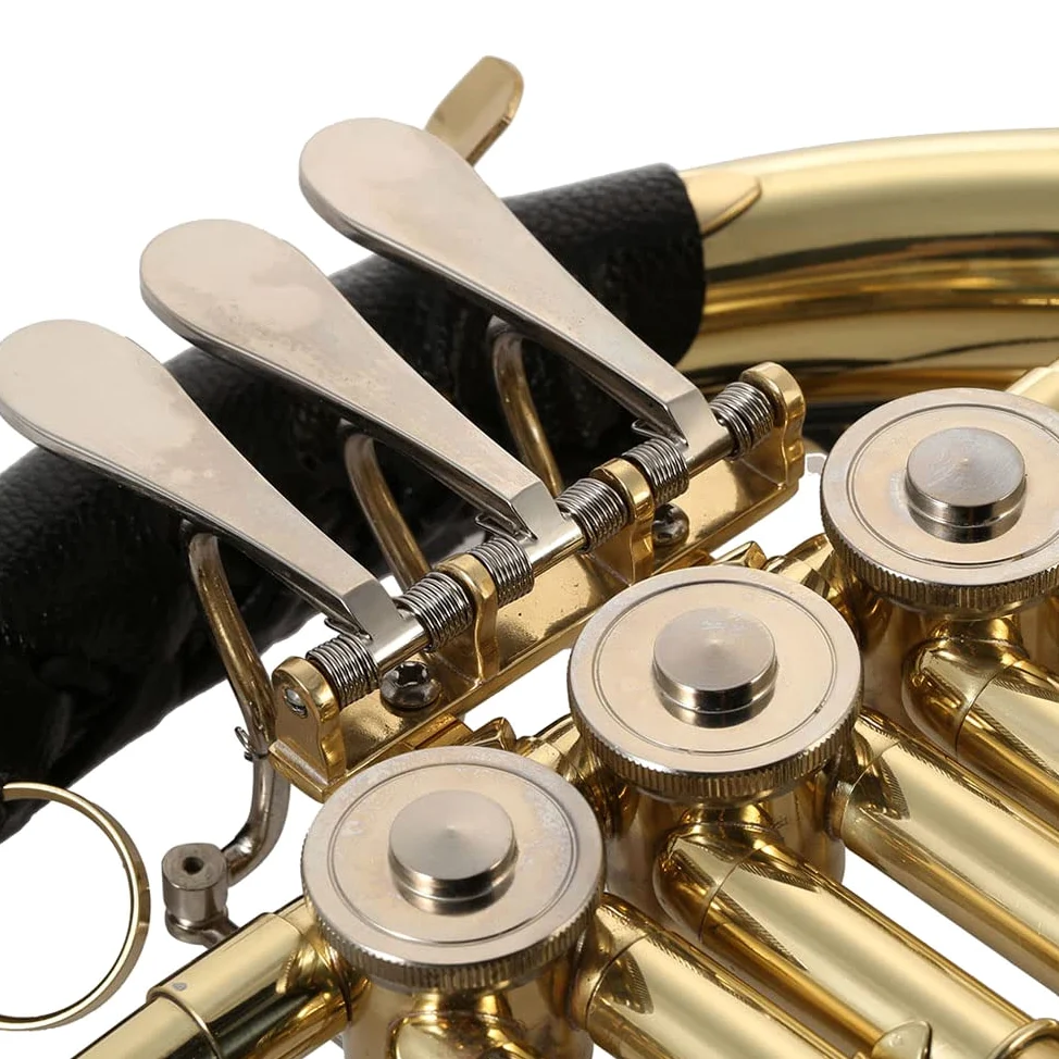 Corno francese,Sib corno francese singolo 3 tasti ottone lacca oro corno francese diviso a fila singola strumento a fiato con bocchino cupronichel custodia per il trasporto