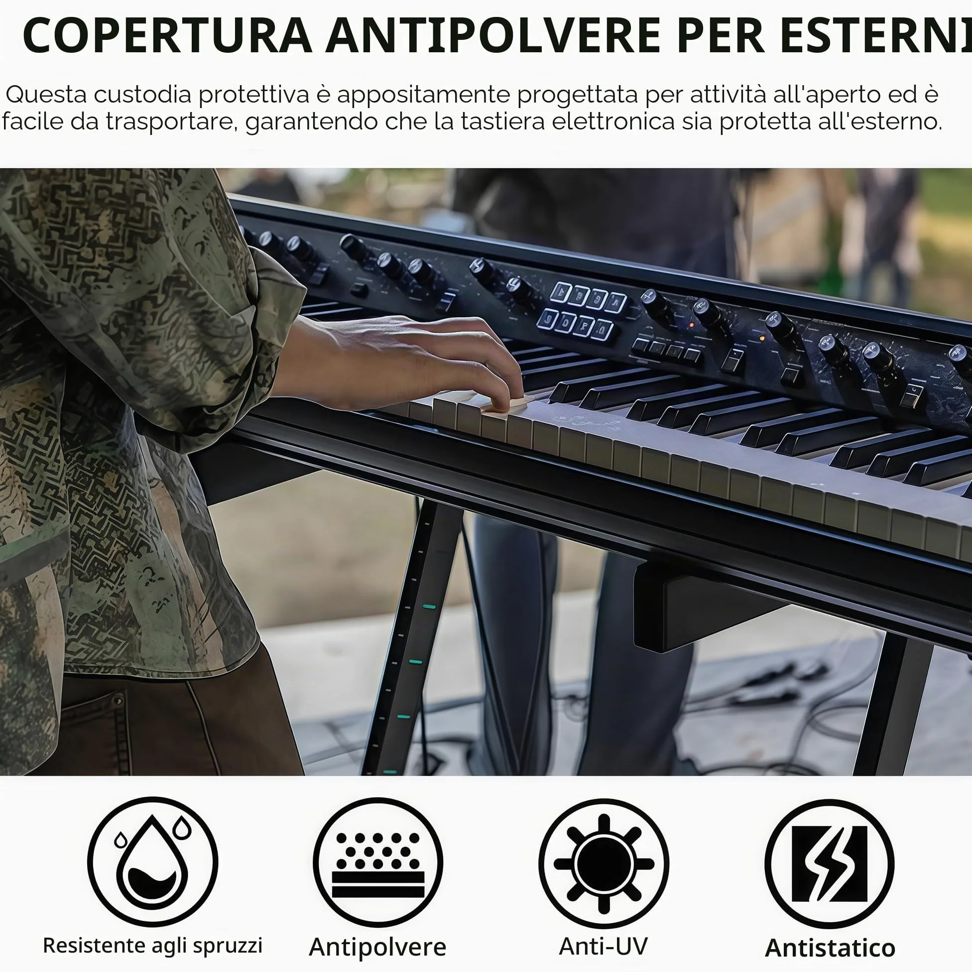 Musiin Copertura per tastiera per pianoforte a 76 tasti, compatibile con MODX M7 KORG Pa5X 76, KRONOS 73, Roland FA-07 e altri, impermeabile, con coulisse regolabile e borsa per riporre la protezione