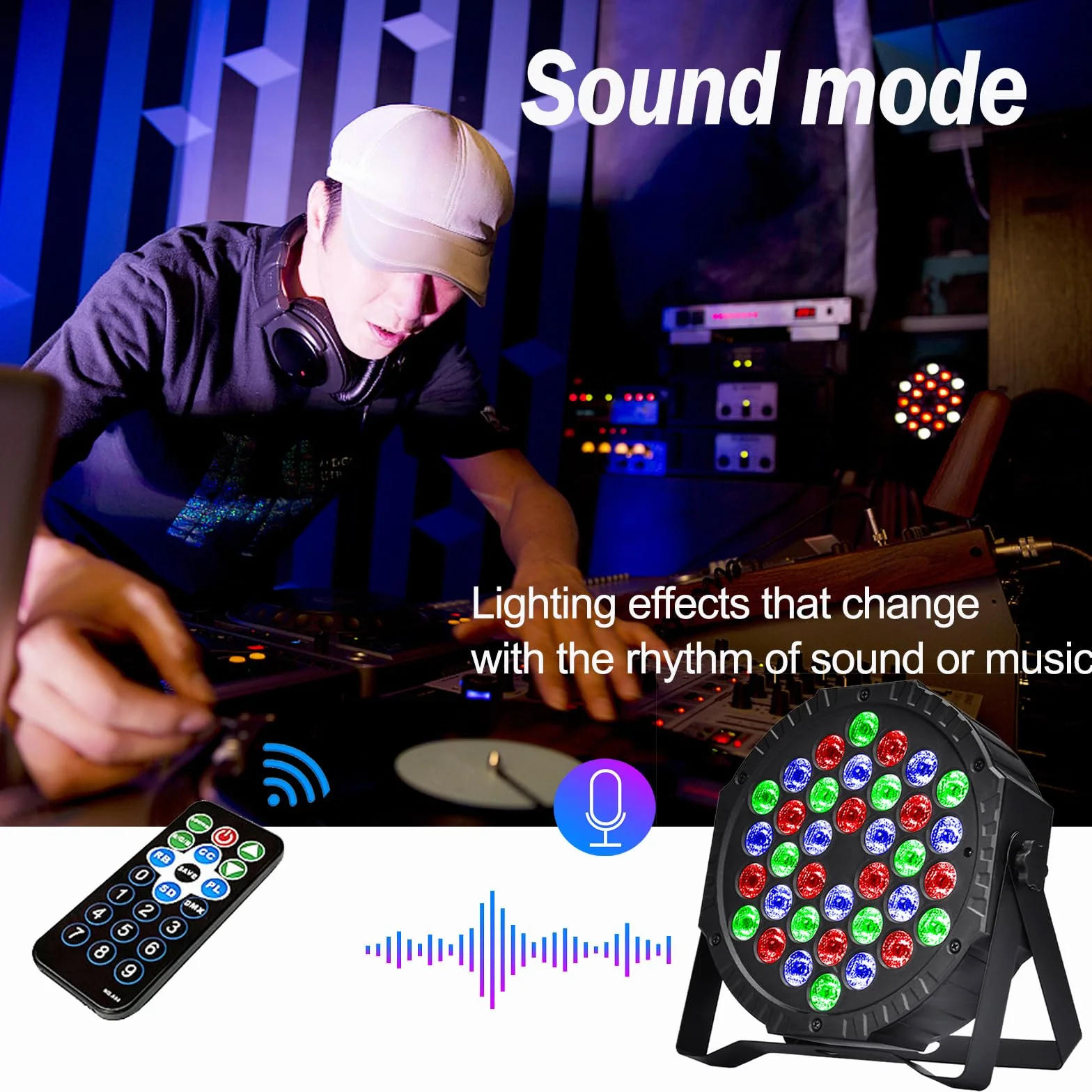 4 PCS Luci da Palco Discoteca 36 LED Par LED Luce da Palcoscenico Luci da DJ Luce Festa 7 Modalità Illuminazione con Telecomando per DJ Bar Party Matrimonio Banda Halloween Natale