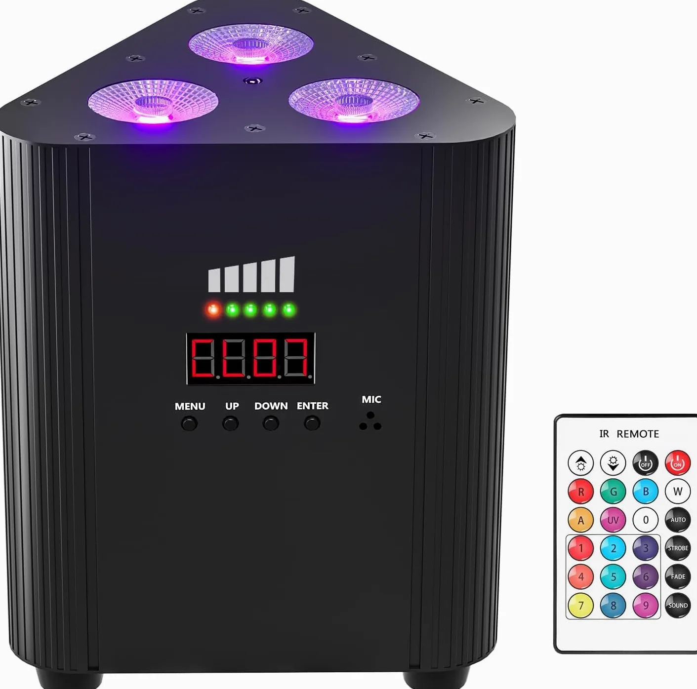 senza fili RGBW 3 LED par Faro con telecomando, 4400 mA ricaricabile Batteria-dmx-LED luce festa Uplight con indicatore di potenza DJ luce palcoscenico per KTV discoteca matrimonio Natale