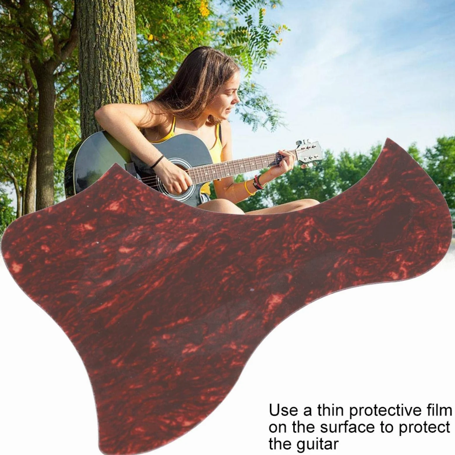 Battipenna per Chitarra Acustica, Adesivo Protettivo Design Anatra Tartarugata Rossa, PVC, Accessorio Universale per Chitarra Acustica Folk