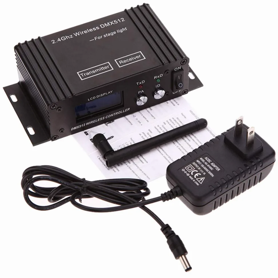 512 Wireless Controller Ricevitore Trasmettitore Display LCD Potenza Regolabile per Disco DJ Stage Bar Light-EU Plug