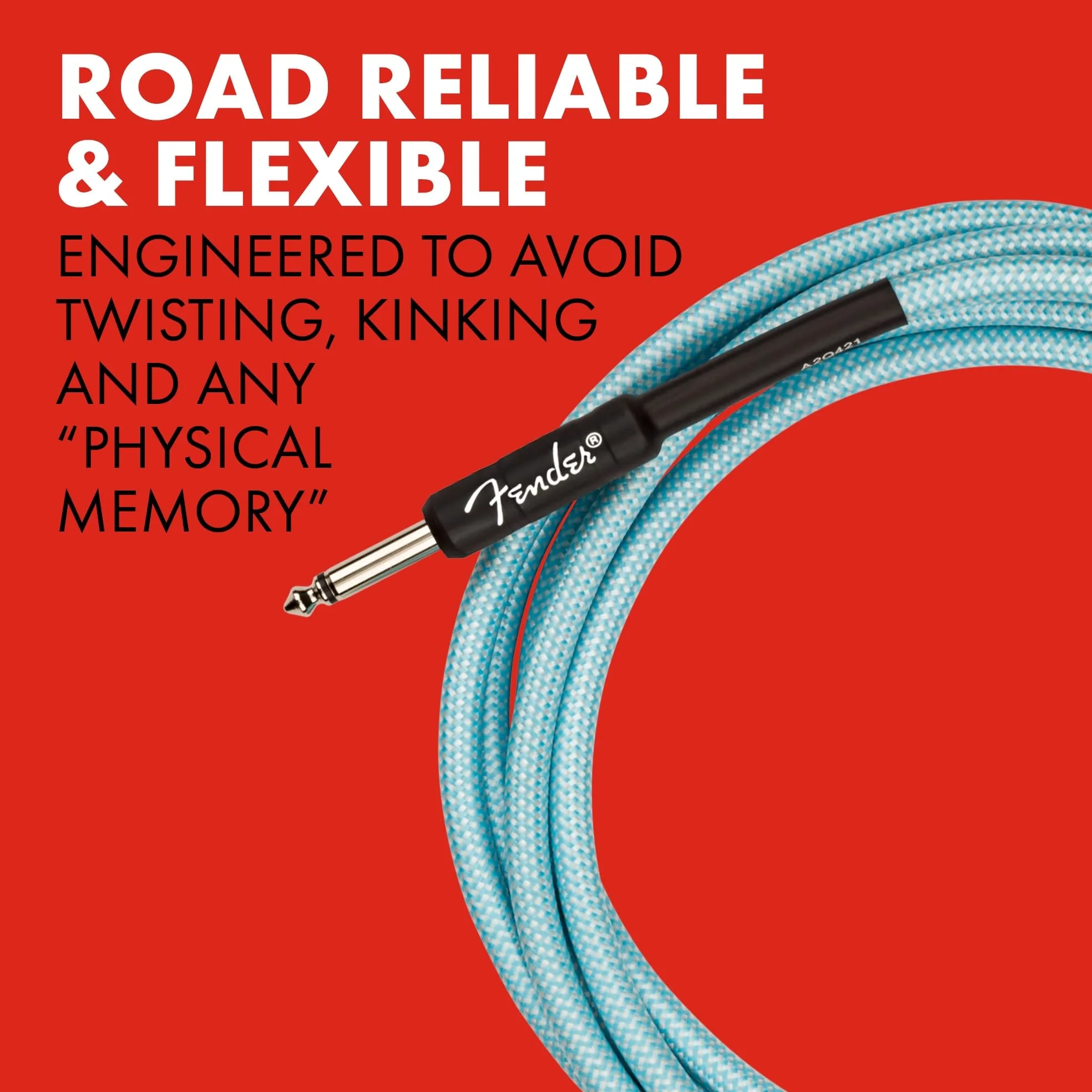 Fender Professional Series Tweed Instrument Cable, 10', Daphne Blue